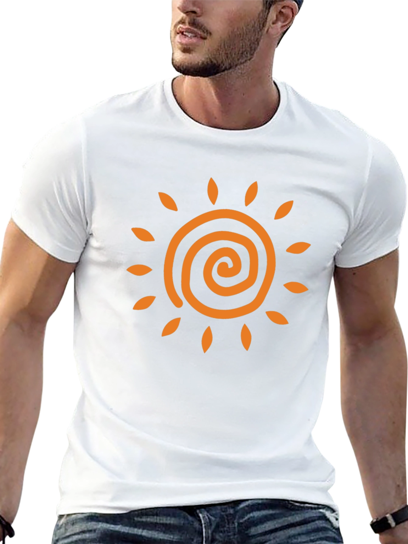 Sun Spiral Graphic Tee - Black Casual T-Shirt