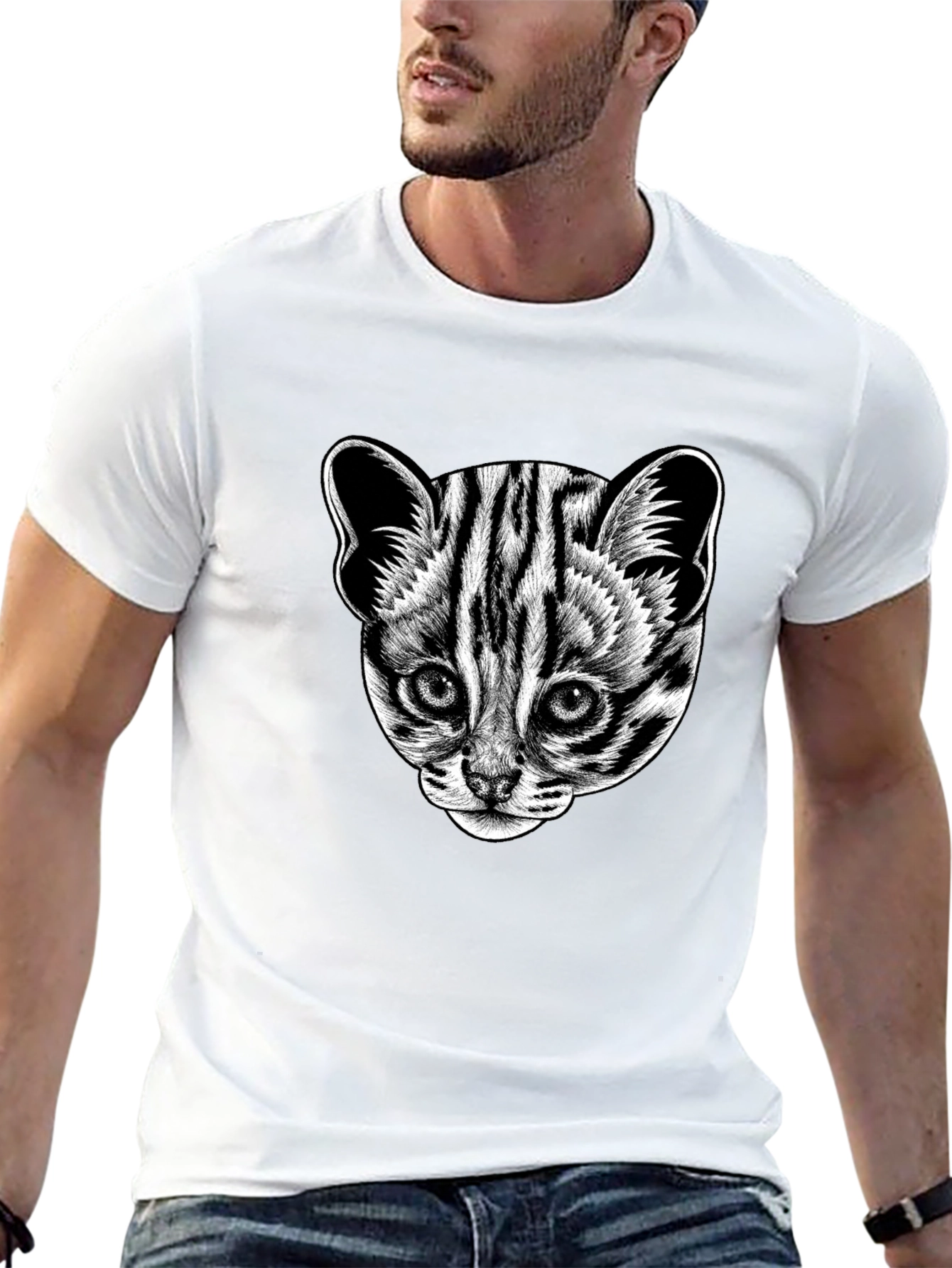 Leopard Cat Graphic Tee - Cool Animal Print T-Shirt