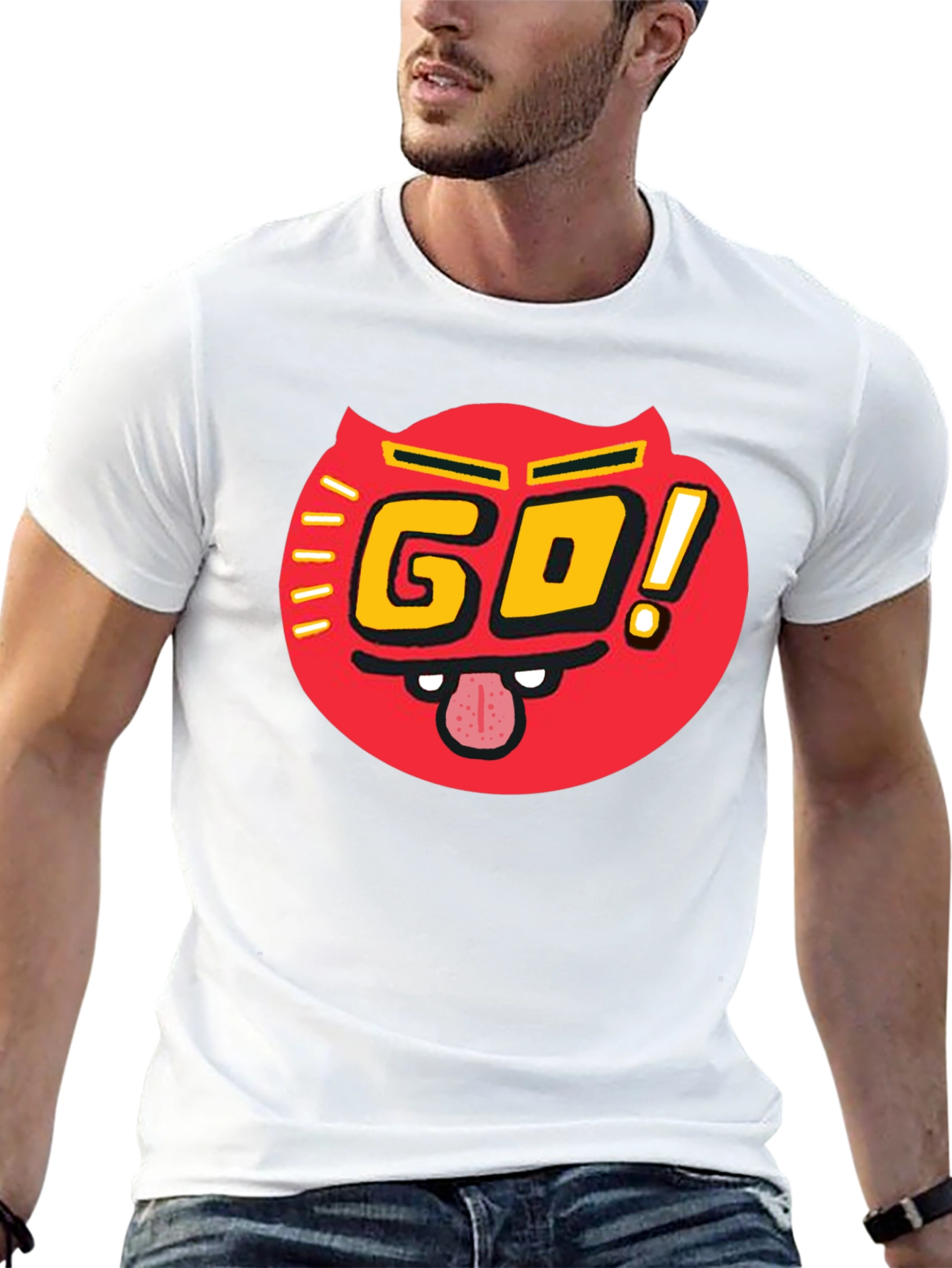 Go! T-Shirt Red Devil Graphic Print Casual