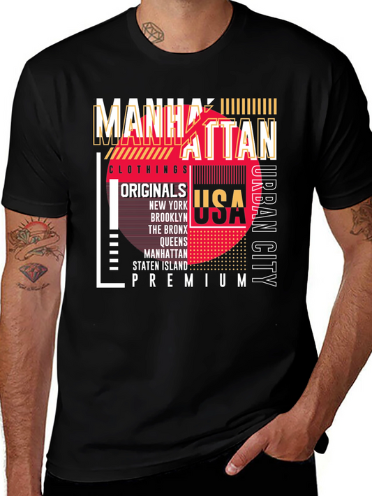 Manhattan USA Graphic Print Black T-Shirt