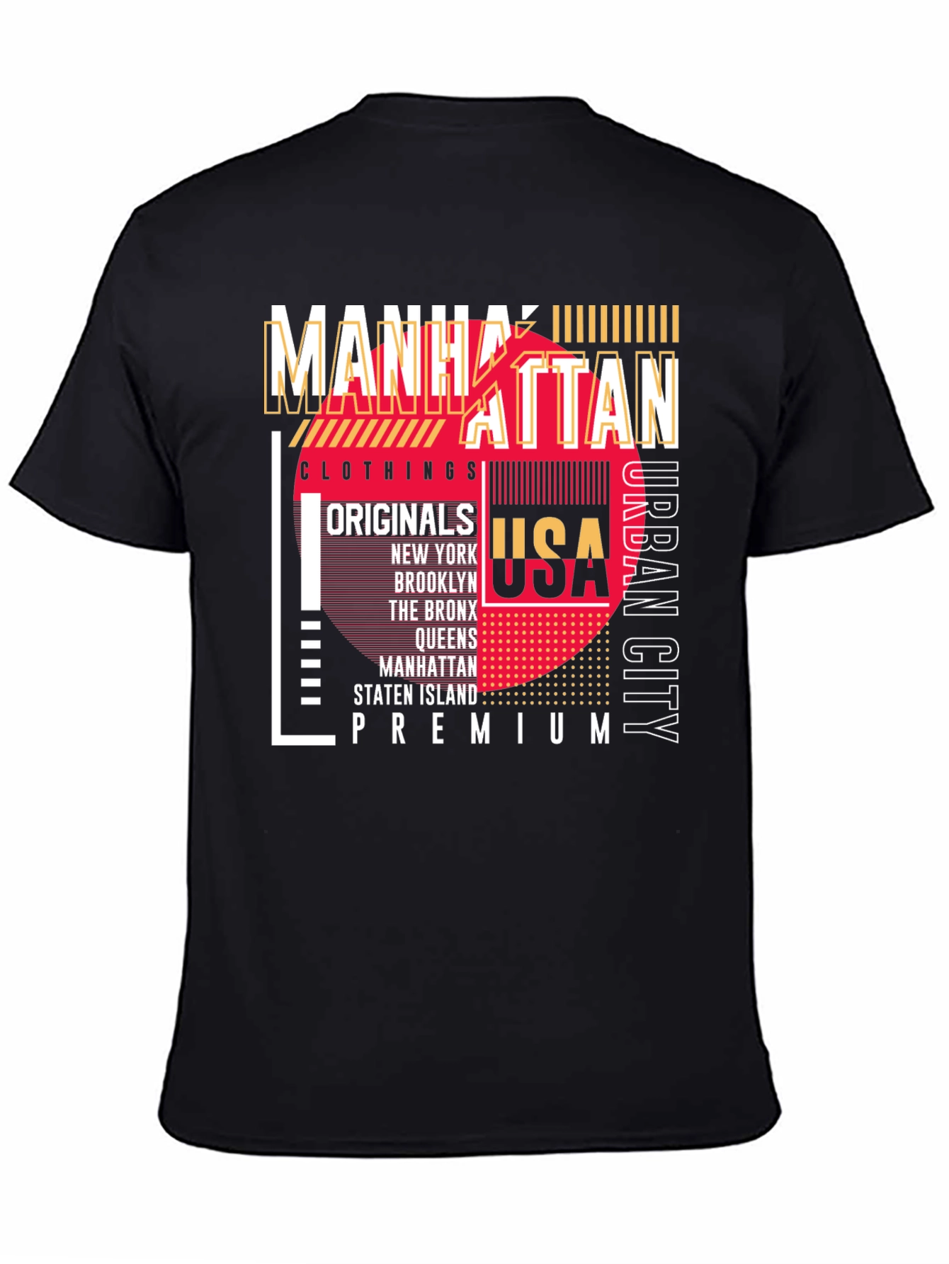 Manhattan USA Graphic Print Black T-Shirt