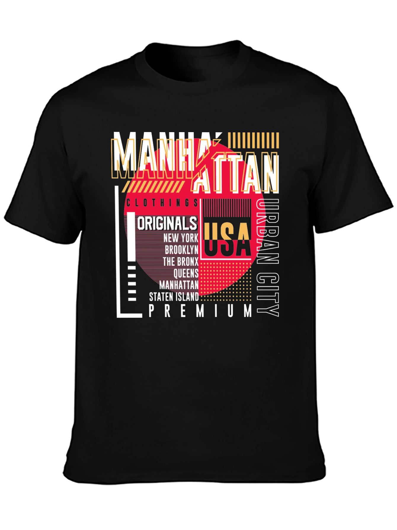 Manhattan USA Graphic Print Black T-Shirt