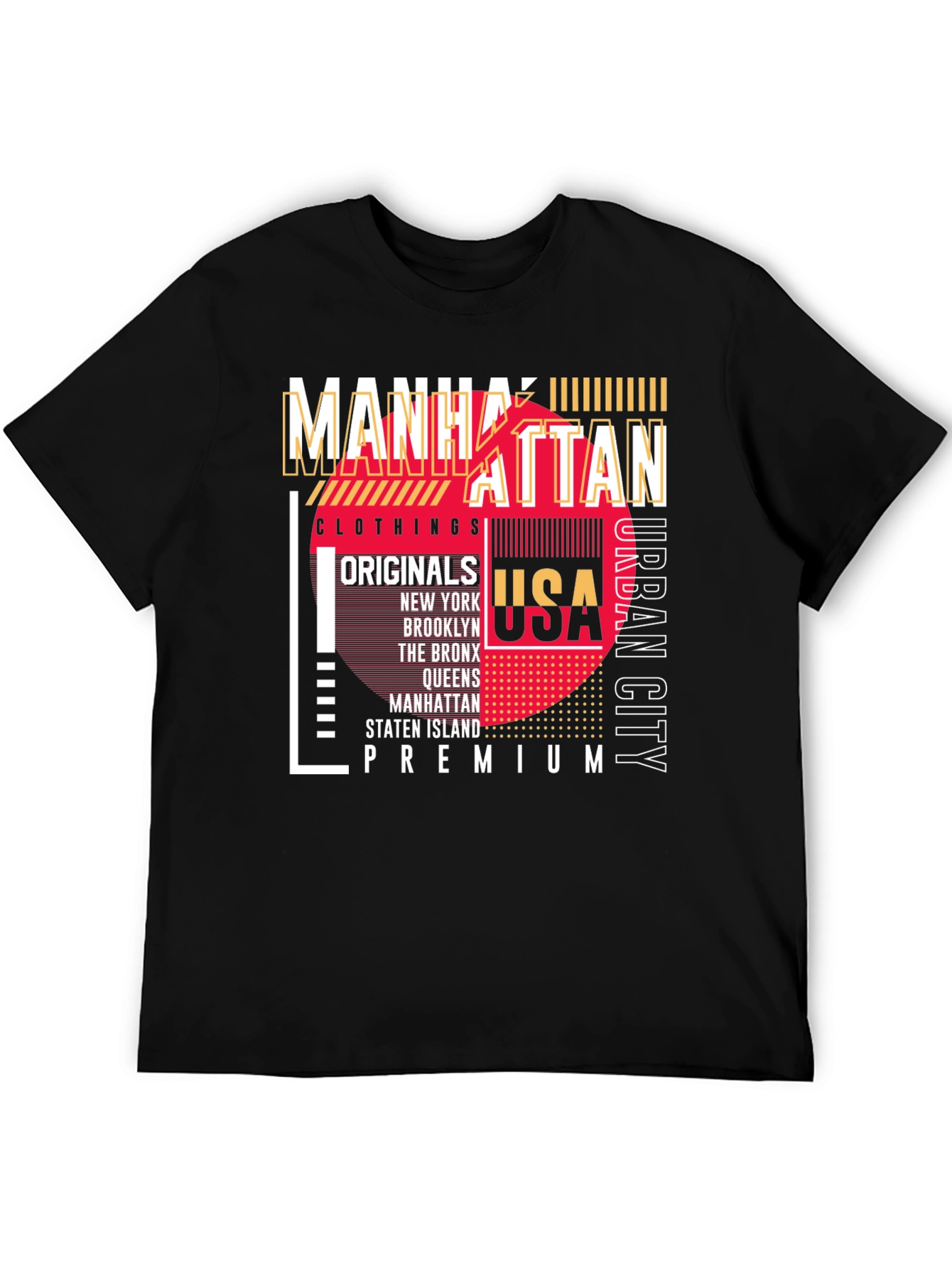 Manhattan USA Graphic Print Black T-Shirt