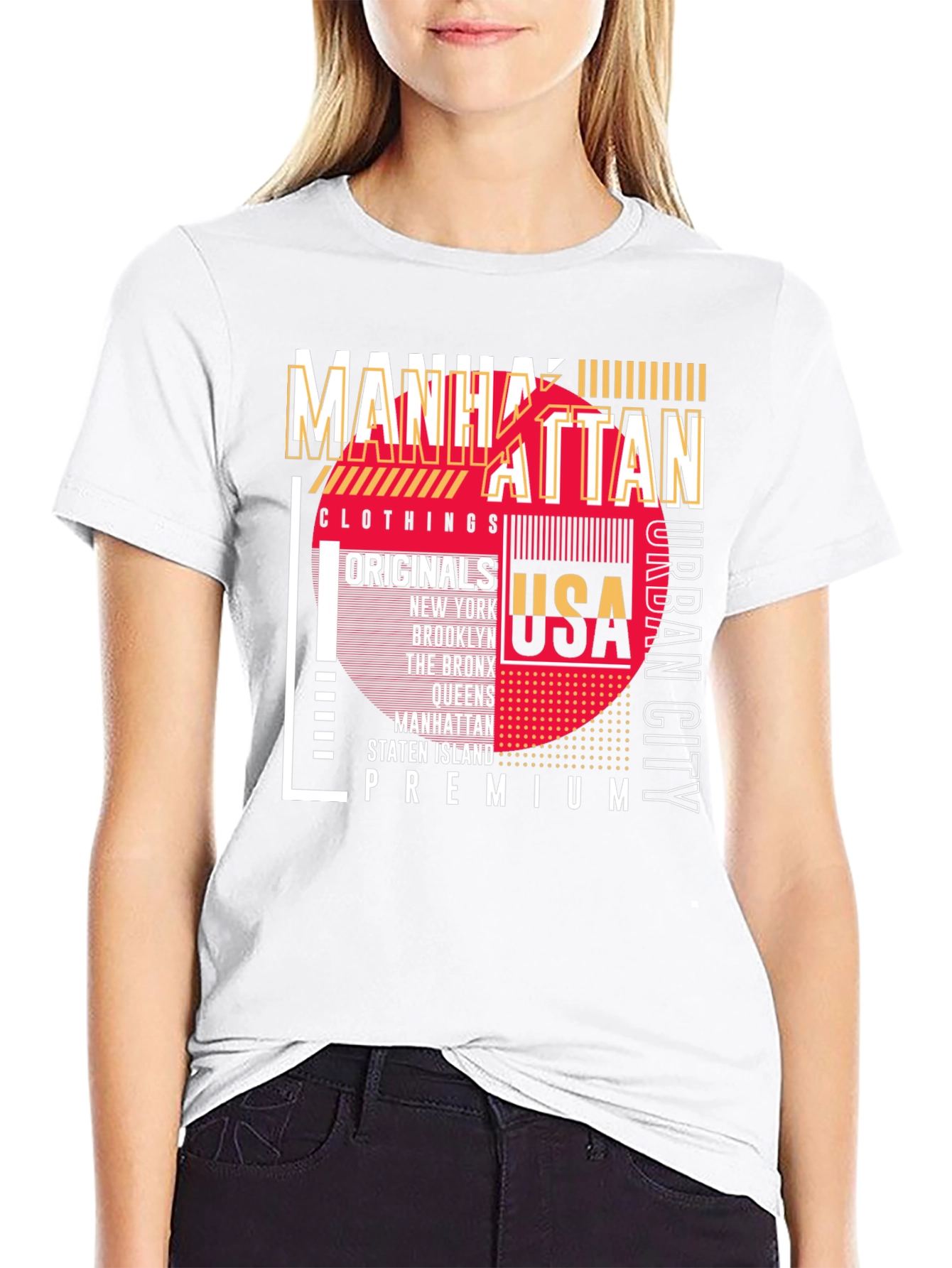 Manhattan USA Graphic Print Black T-Shirt