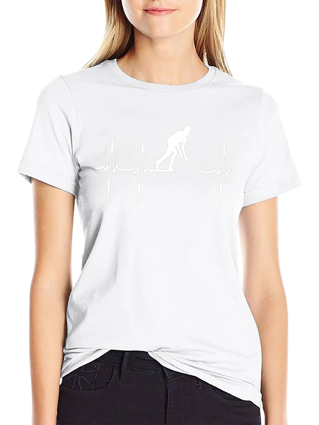 Hockey Heartbeat T-Shirt - Black Cotton Tee
