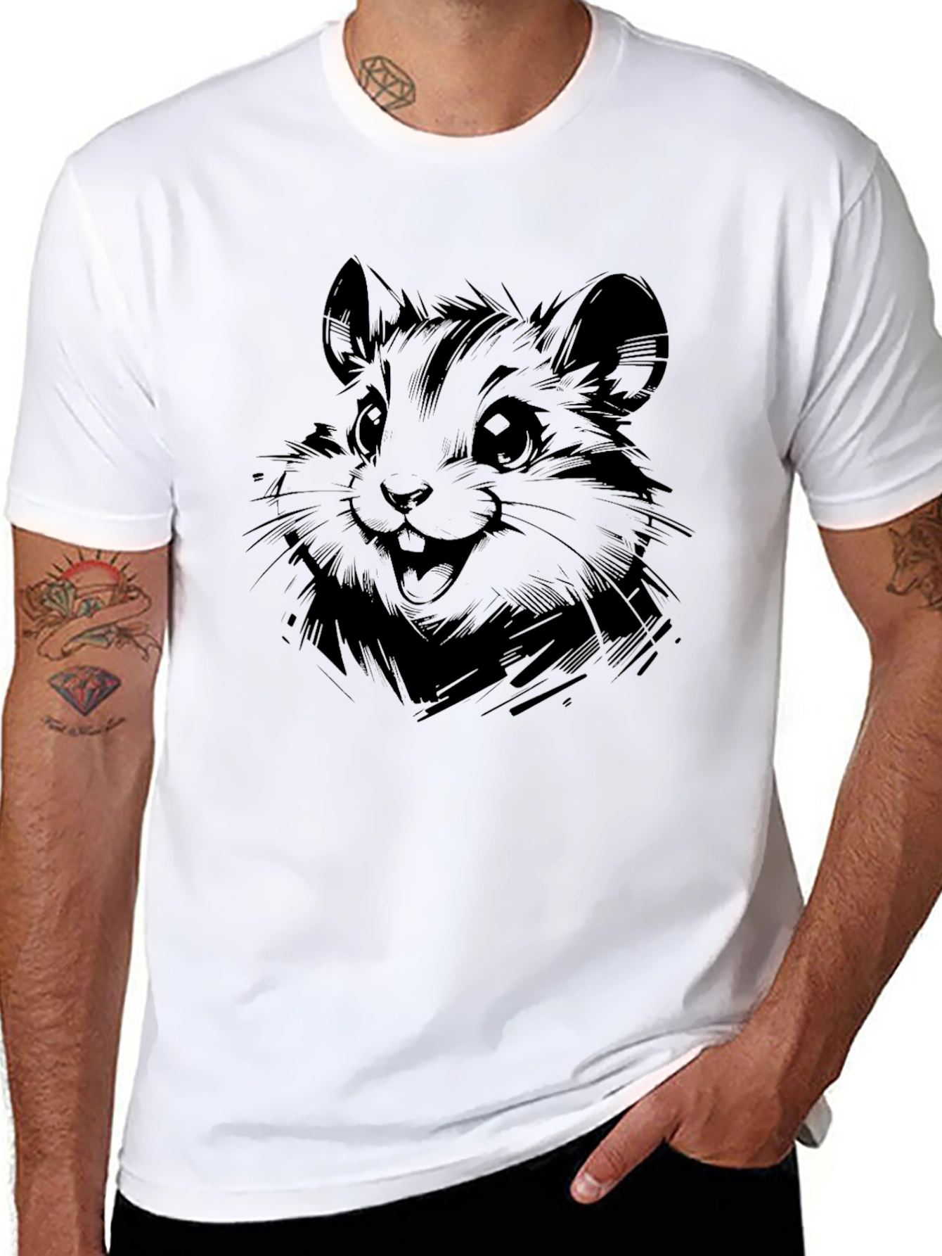 Cool Hamster Graphic Black T-Shirt