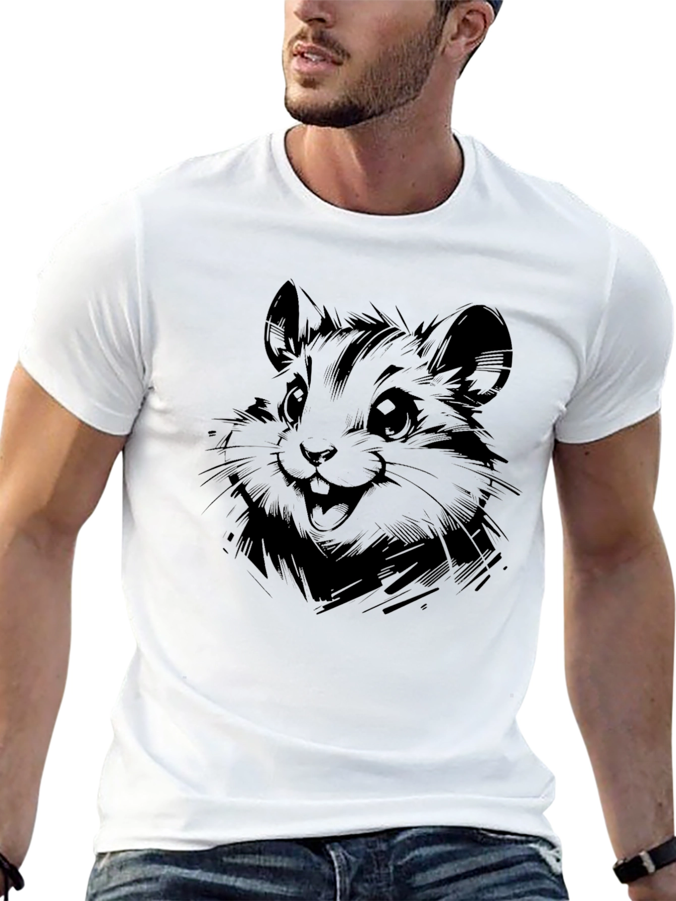 Cool Hamster Graphic Black T-Shirt