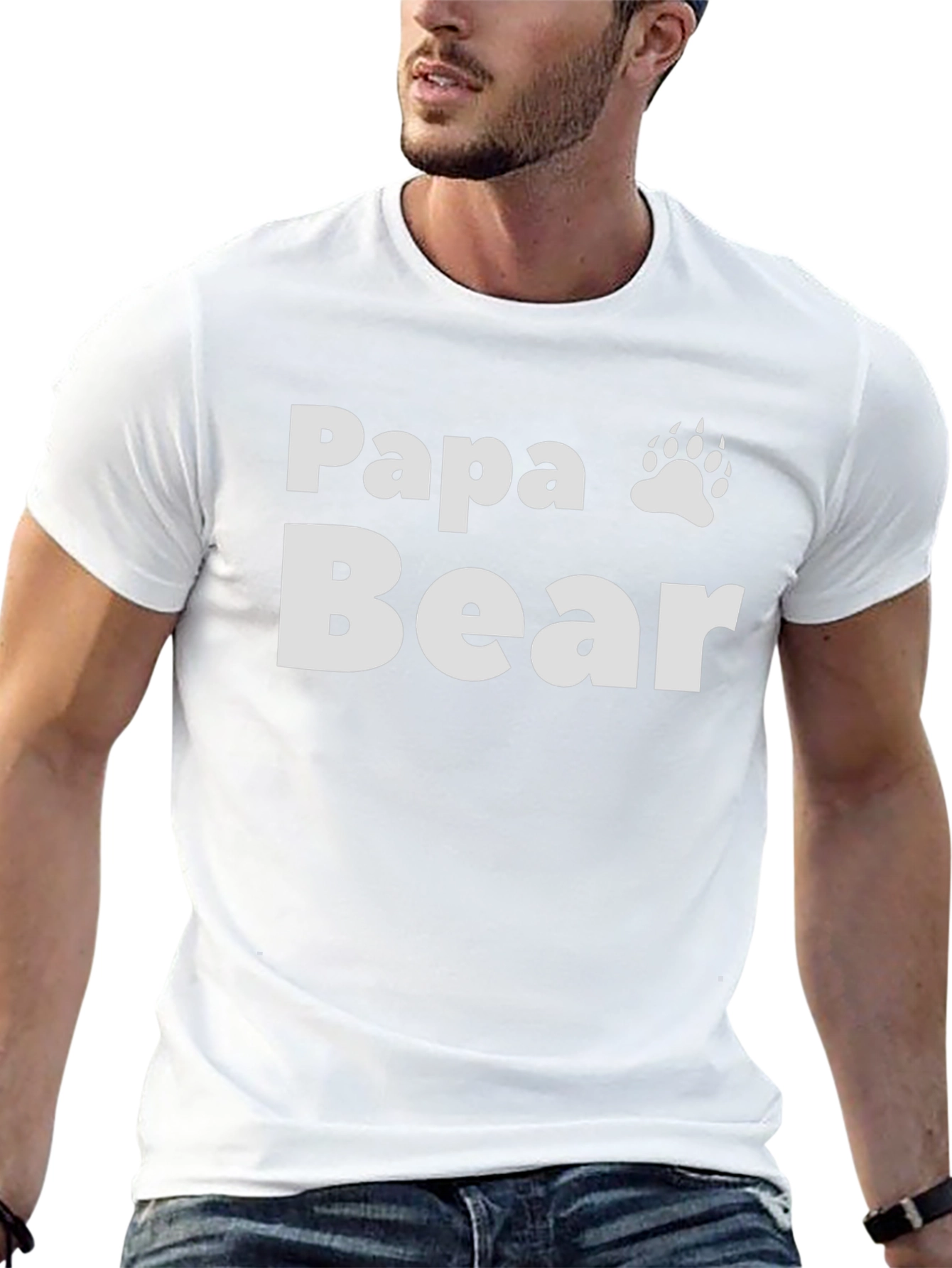 Papa Bear Graphic Tee - Black Cotton Blend T-Shirt