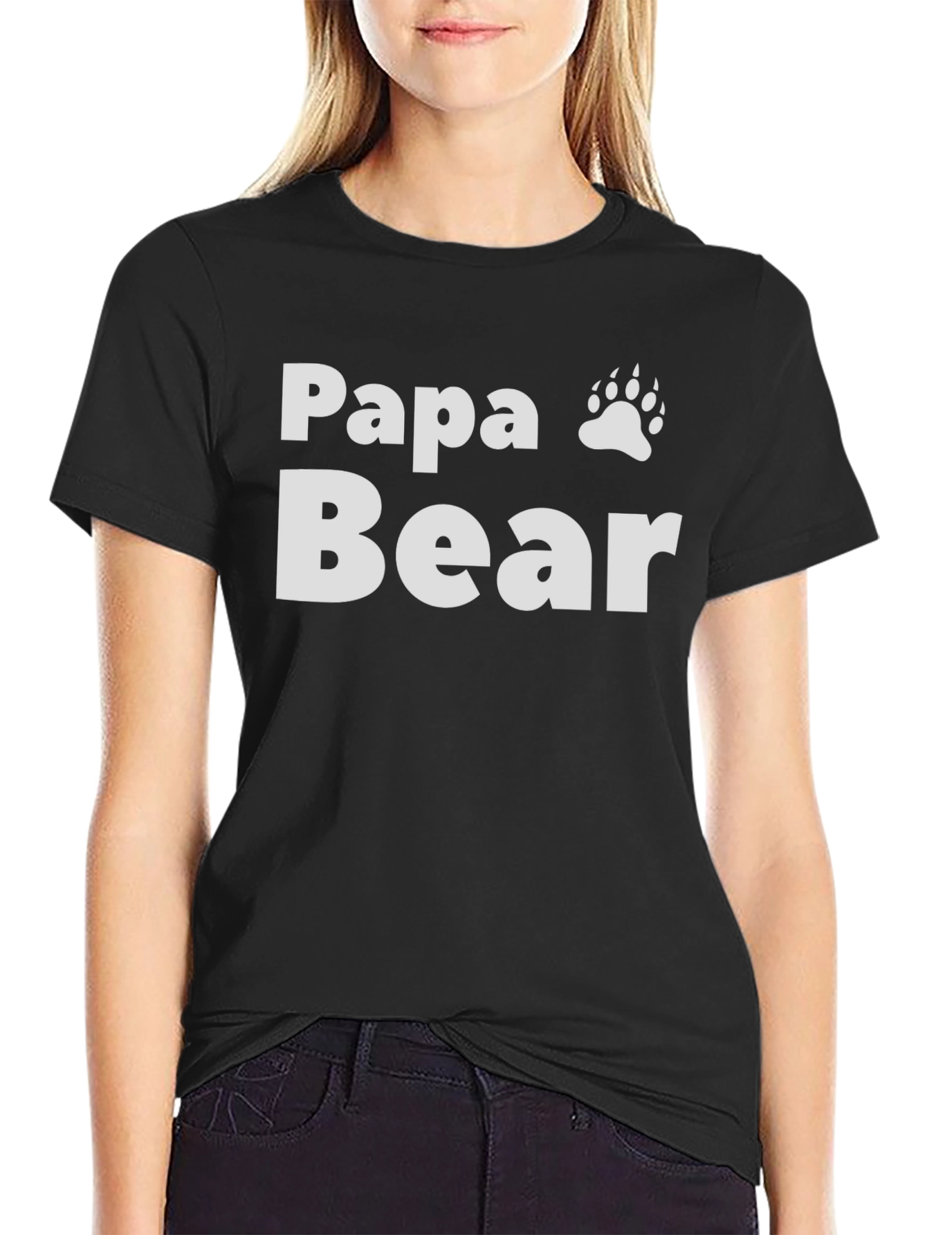 Papa Bear Graphic Tee - Black Cotton Blend T-Shirt