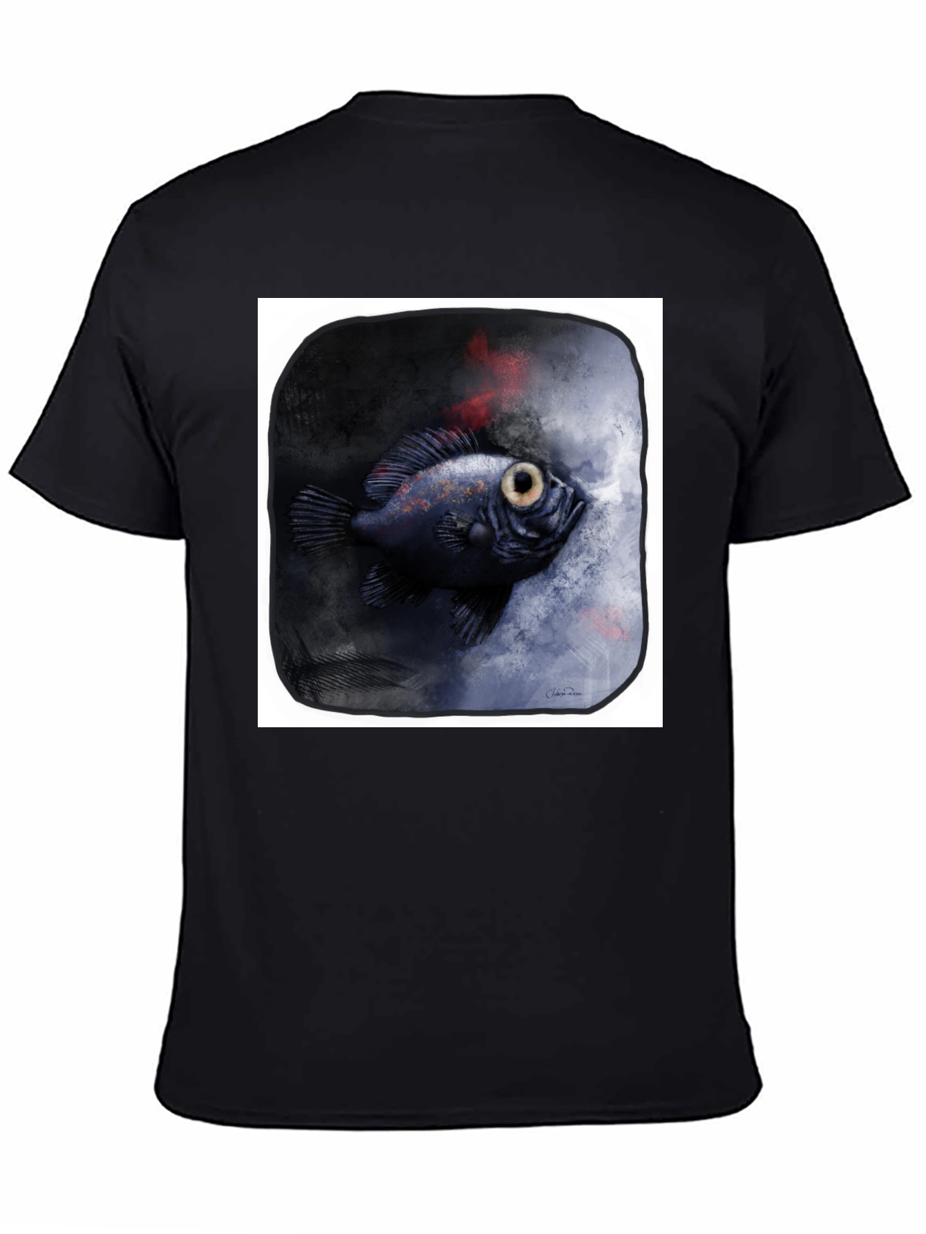 Unique Fish Graphic Black T-Shirt