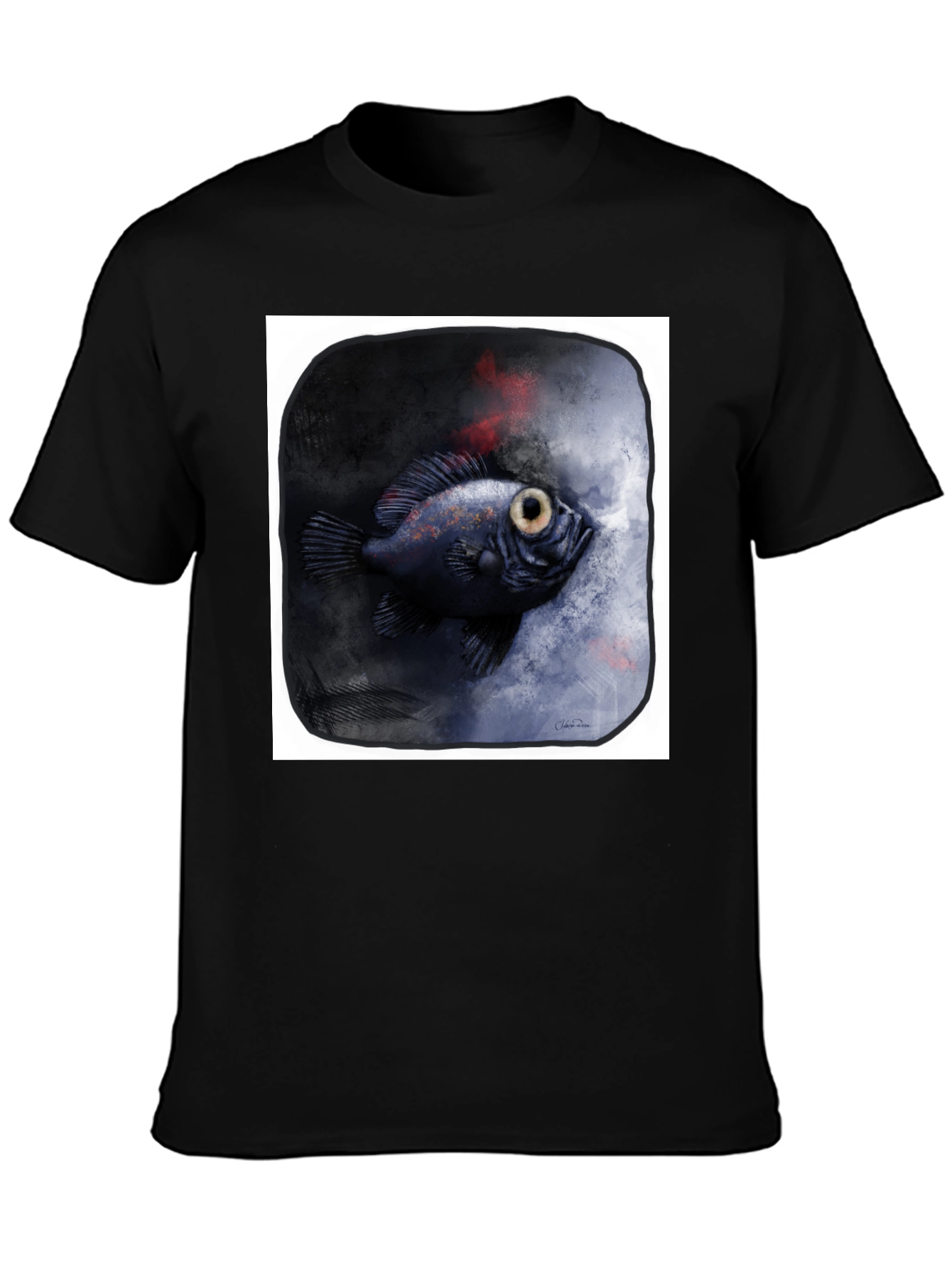 Unique Fish Graphic Black T-Shirt