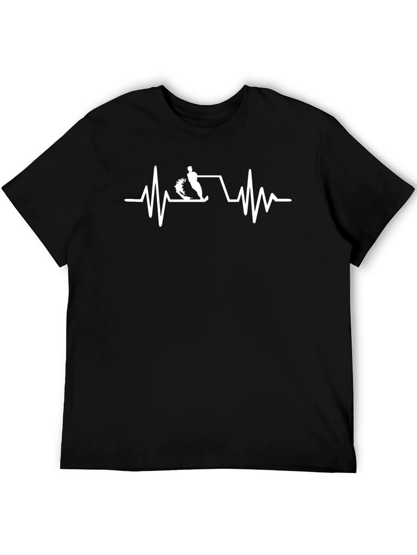 Water Ski Heartbeat T-Shirt - Black