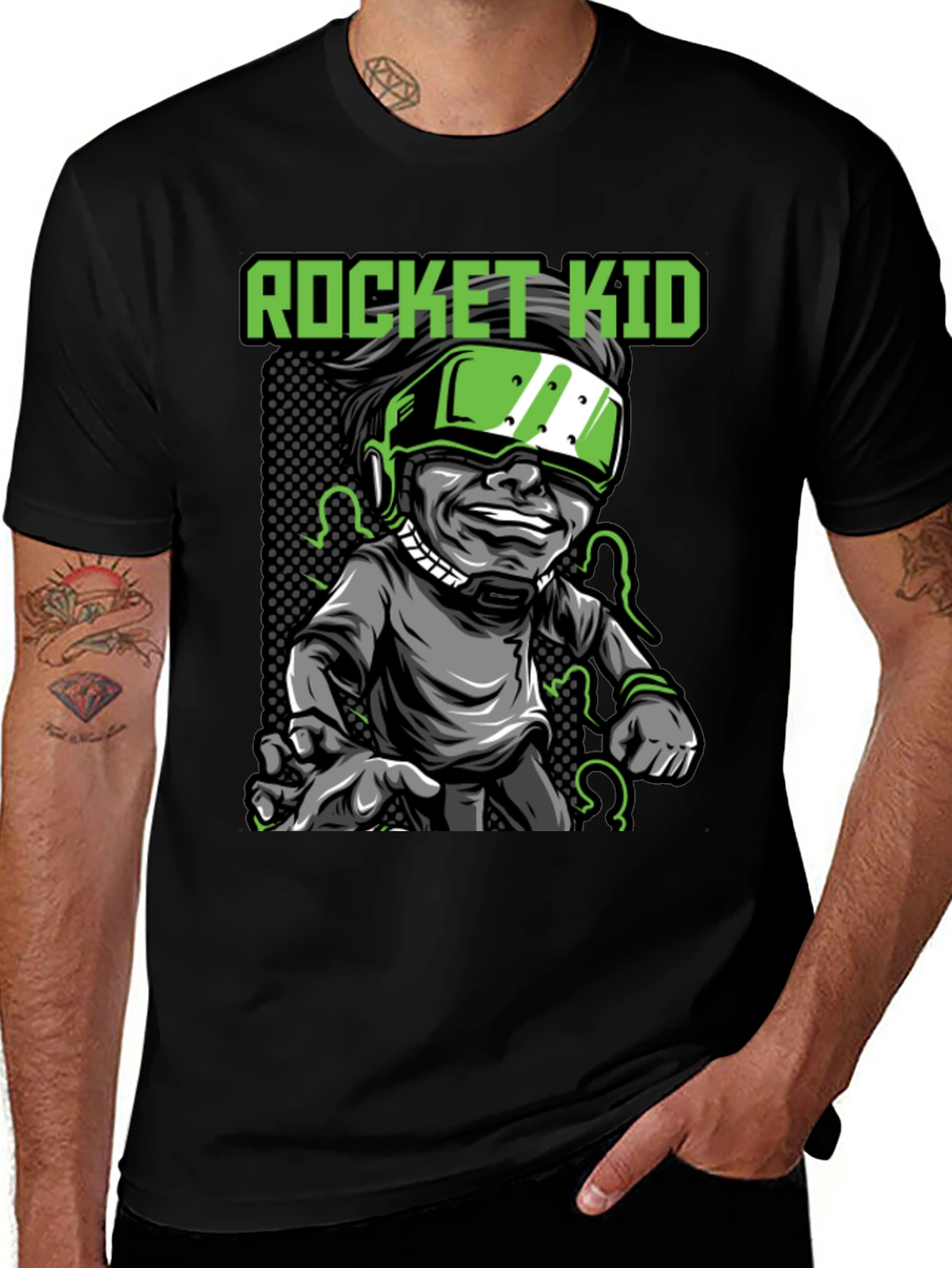 Rocket Kid Graphic Tee - Black Cotton T-Shirt