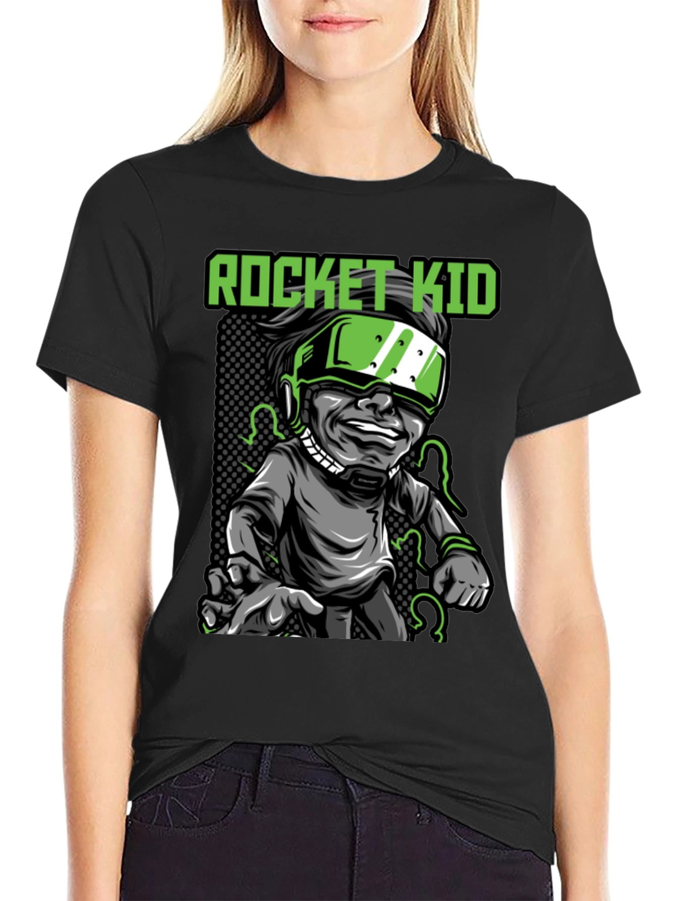 Rocket Kid Graphic Tee - Black Cotton T-Shirt