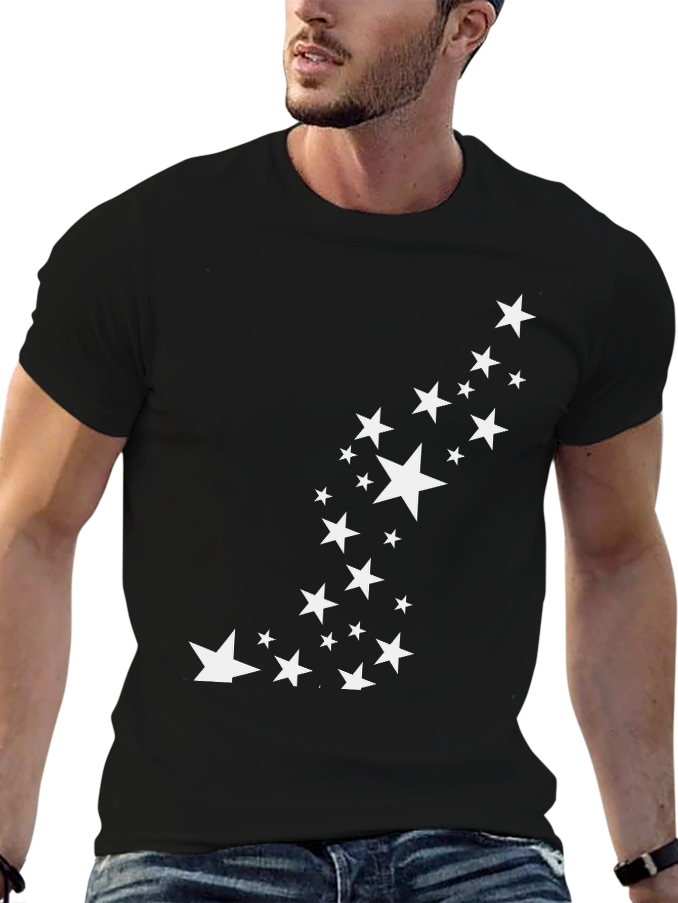 Stylish Black Tee with Star Graphic