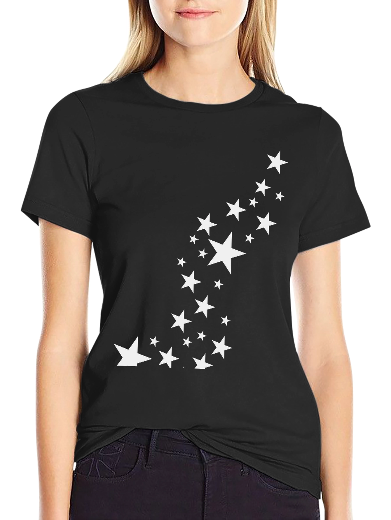 Stylish Black Tee with Star Graphic