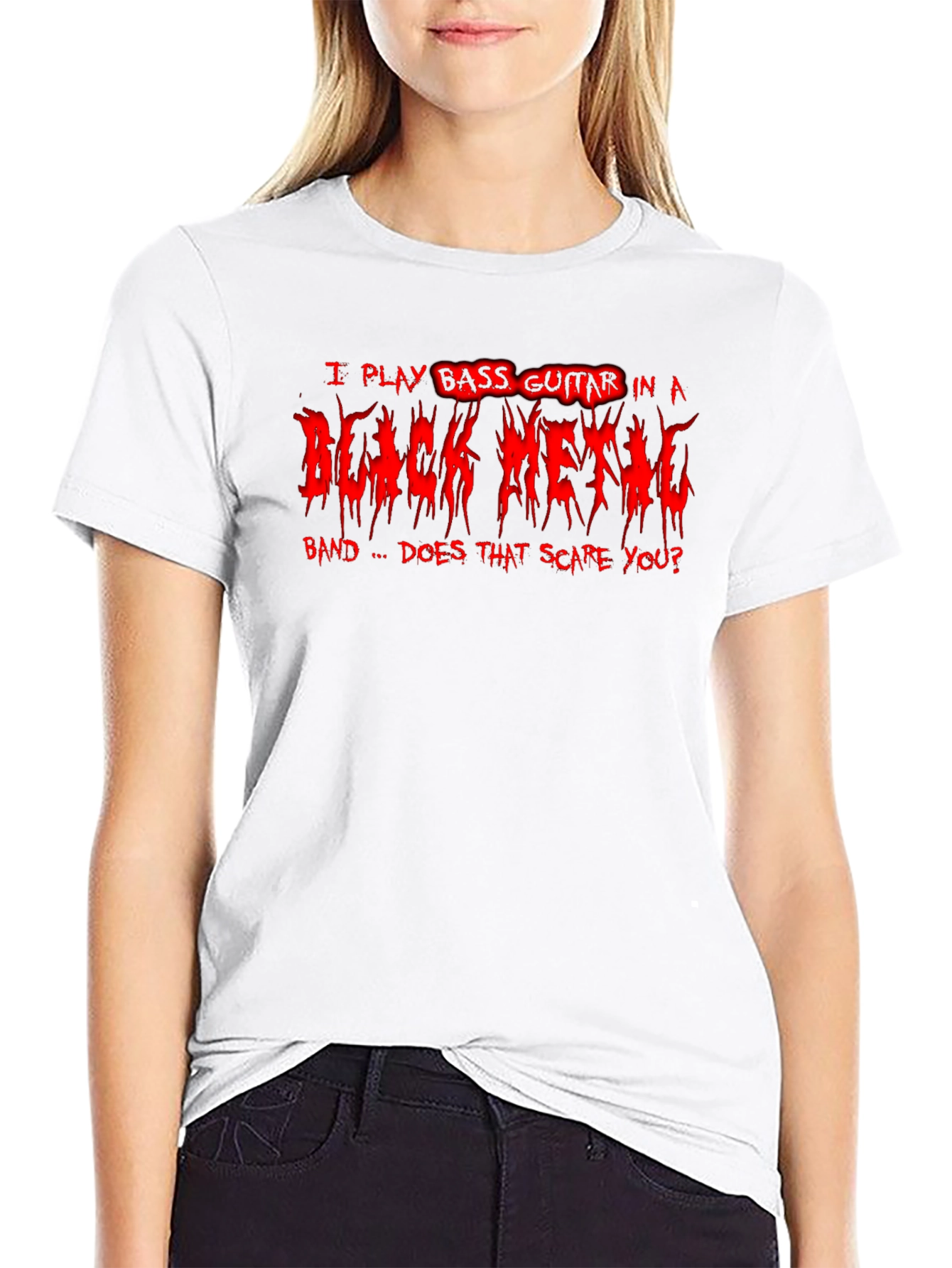 Black Metal Bass Guitarist Graphic T-Shirt