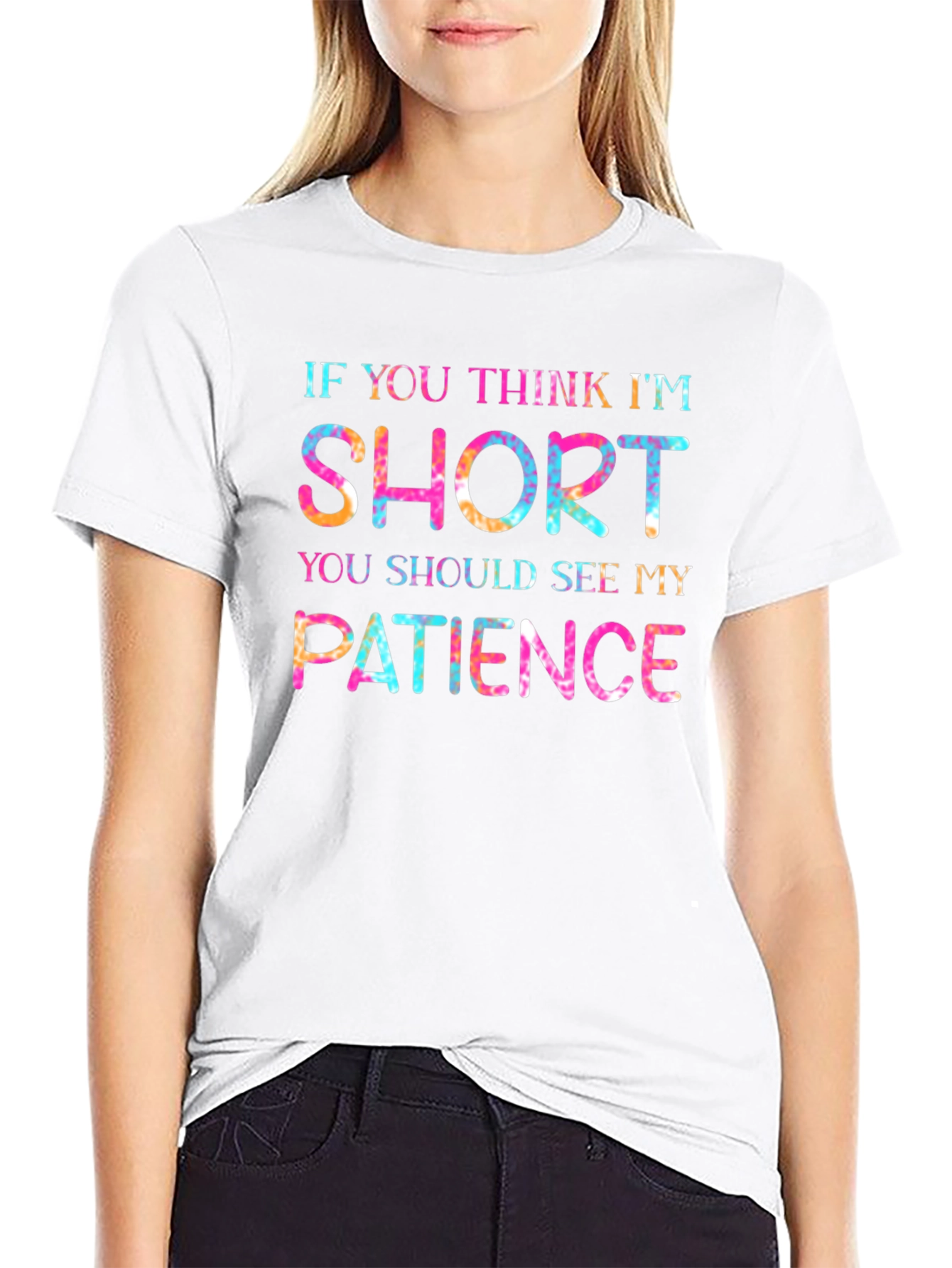Humorous Short Patience Tie Dye Graphic T-Shirt