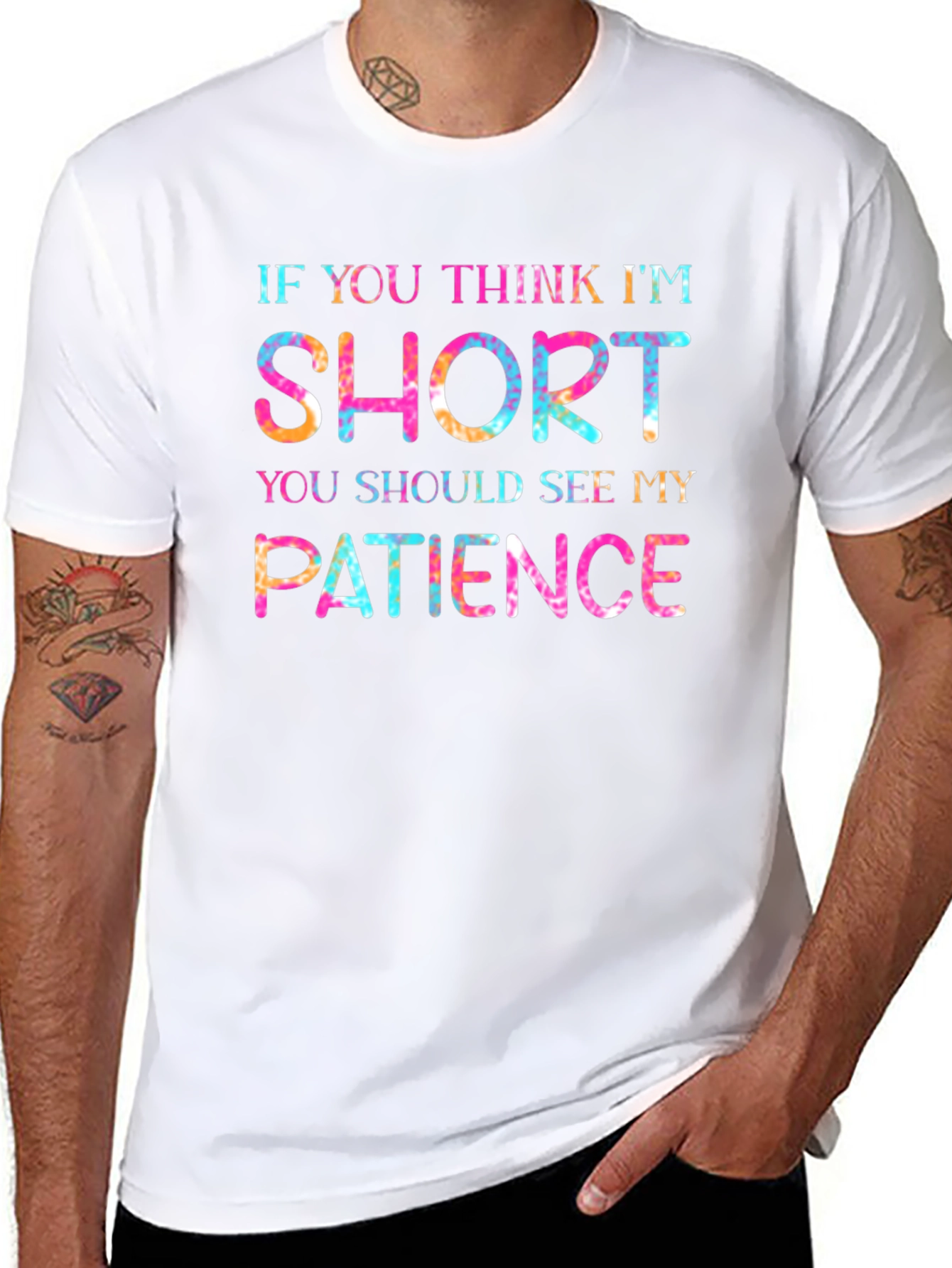 Humorous Short Patience Tie Dye Graphic T-Shirt