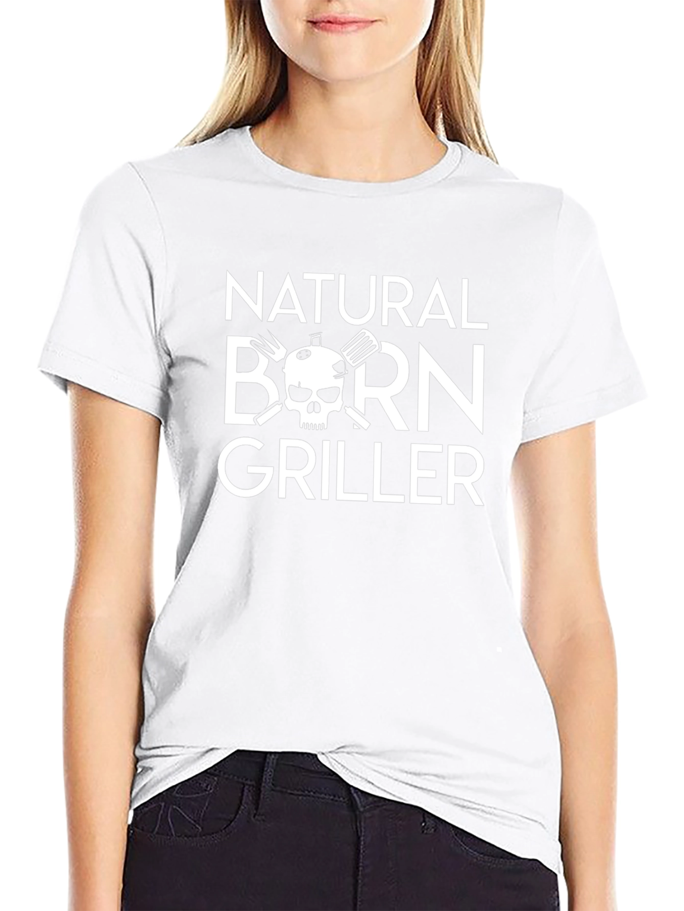Natural Born Griller Black T-Shirt BBQ Skull