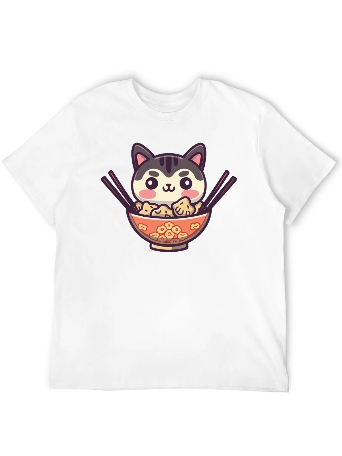 Cat Ramen Bowl Black T-Shirt
