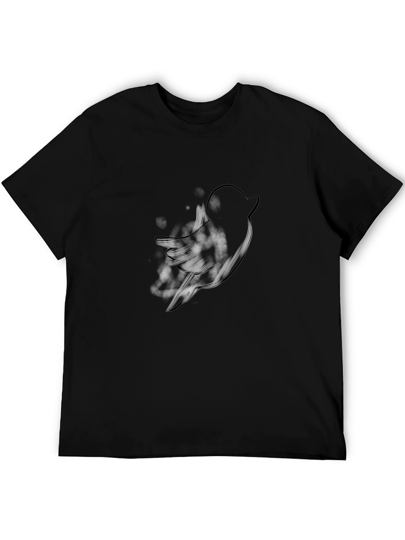 Mens Black T-Shirt with Bird Graphic