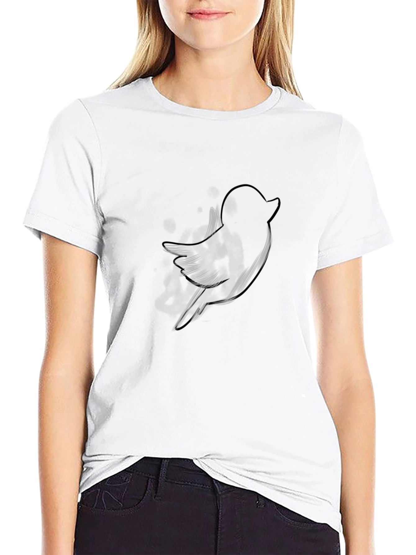 Mens Black T-Shirt with Bird Graphic