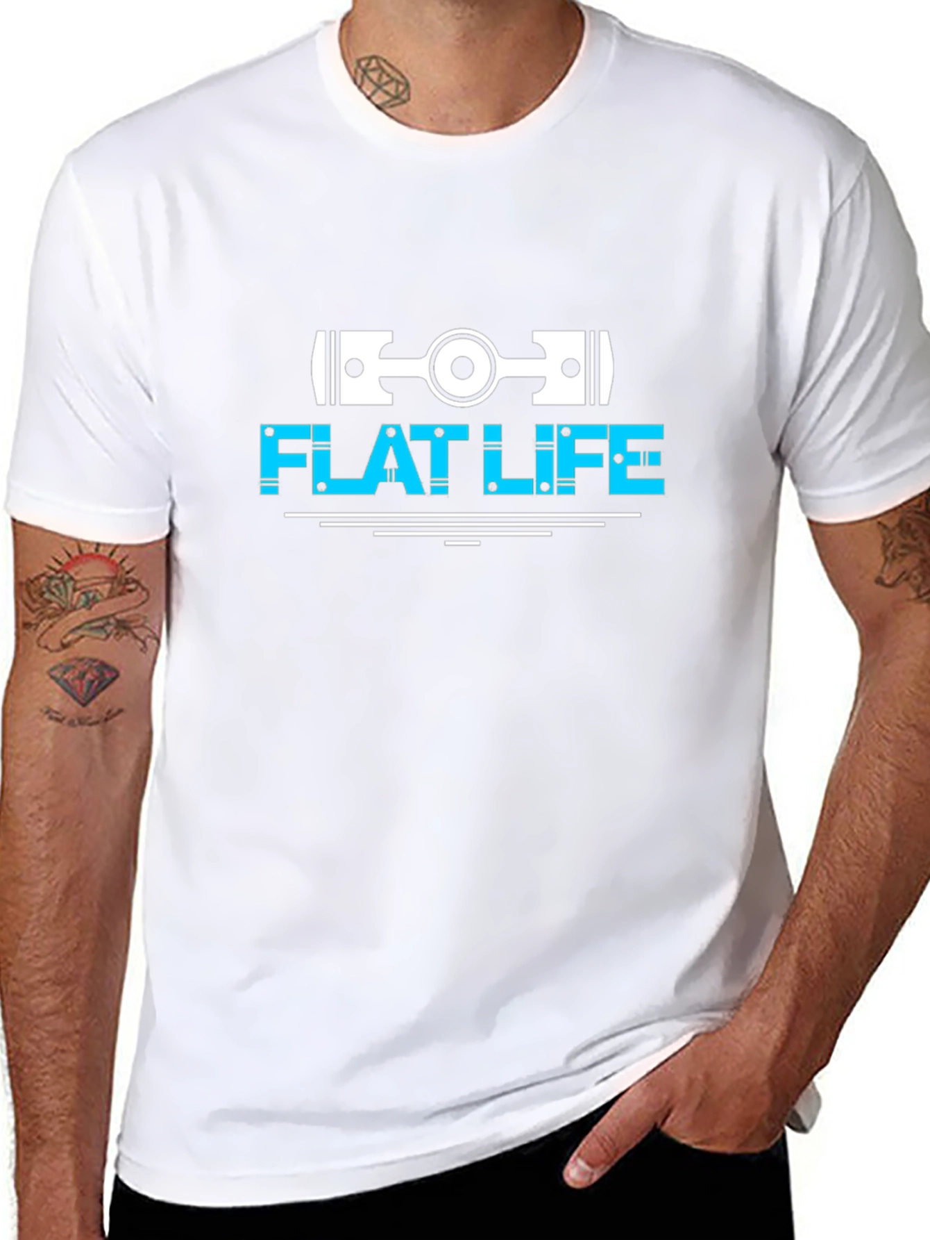 Flat Life Engine Piston T-Shirt - Black