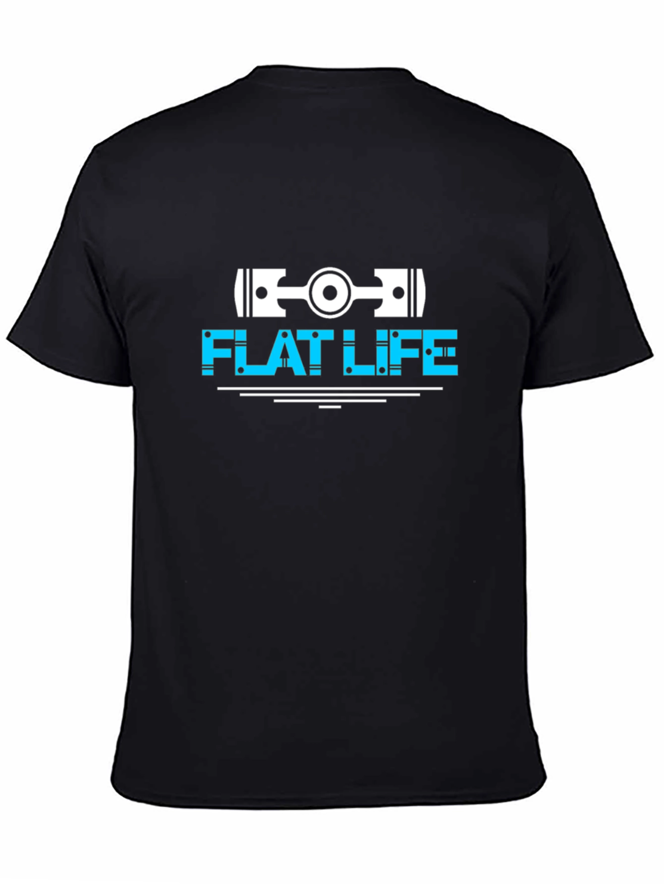 Flat Life Engine Piston T-Shirt - Black