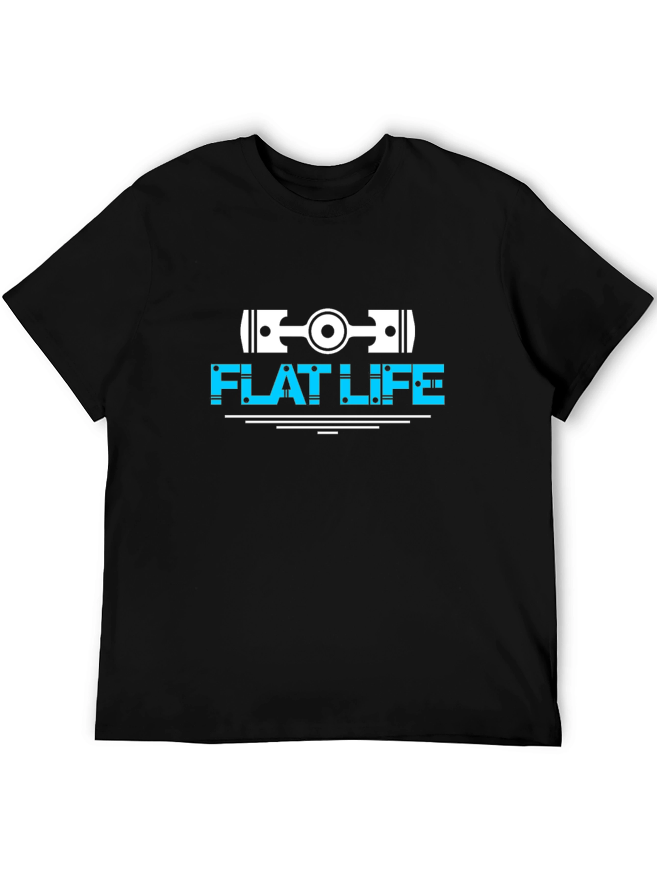 Flat Life Engine Piston T-Shirt - Black