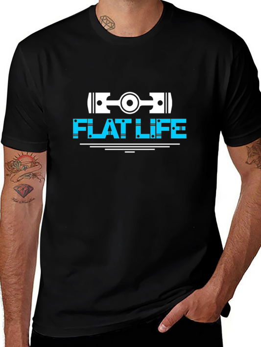 Flat Life Engine Piston T-Shirt - Black