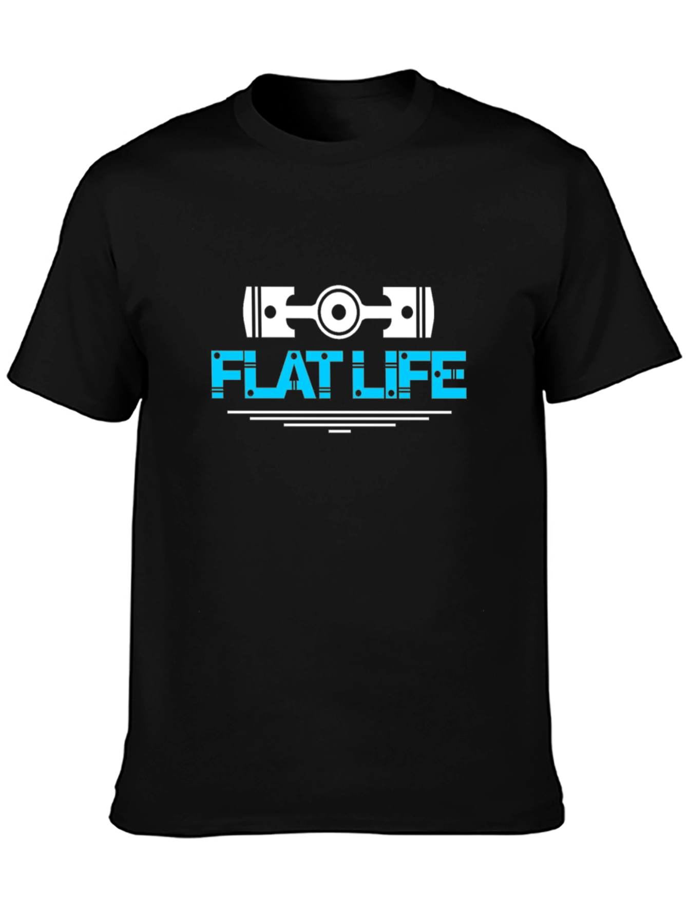 Flat Life Engine Piston T-Shirt - Black