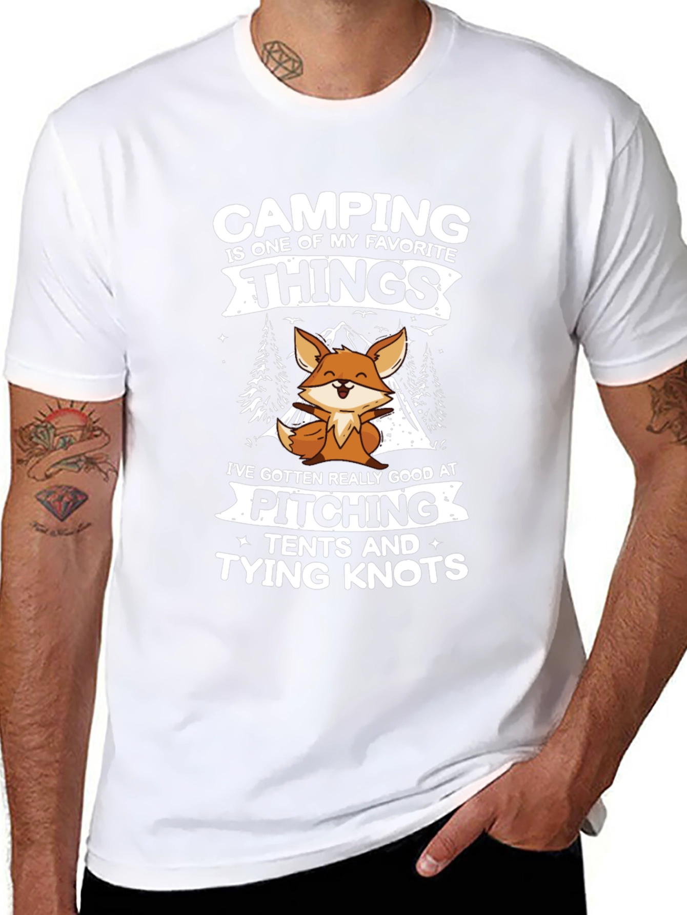 Camping Fox T-Shirt Pitching Tents & Tying Knots