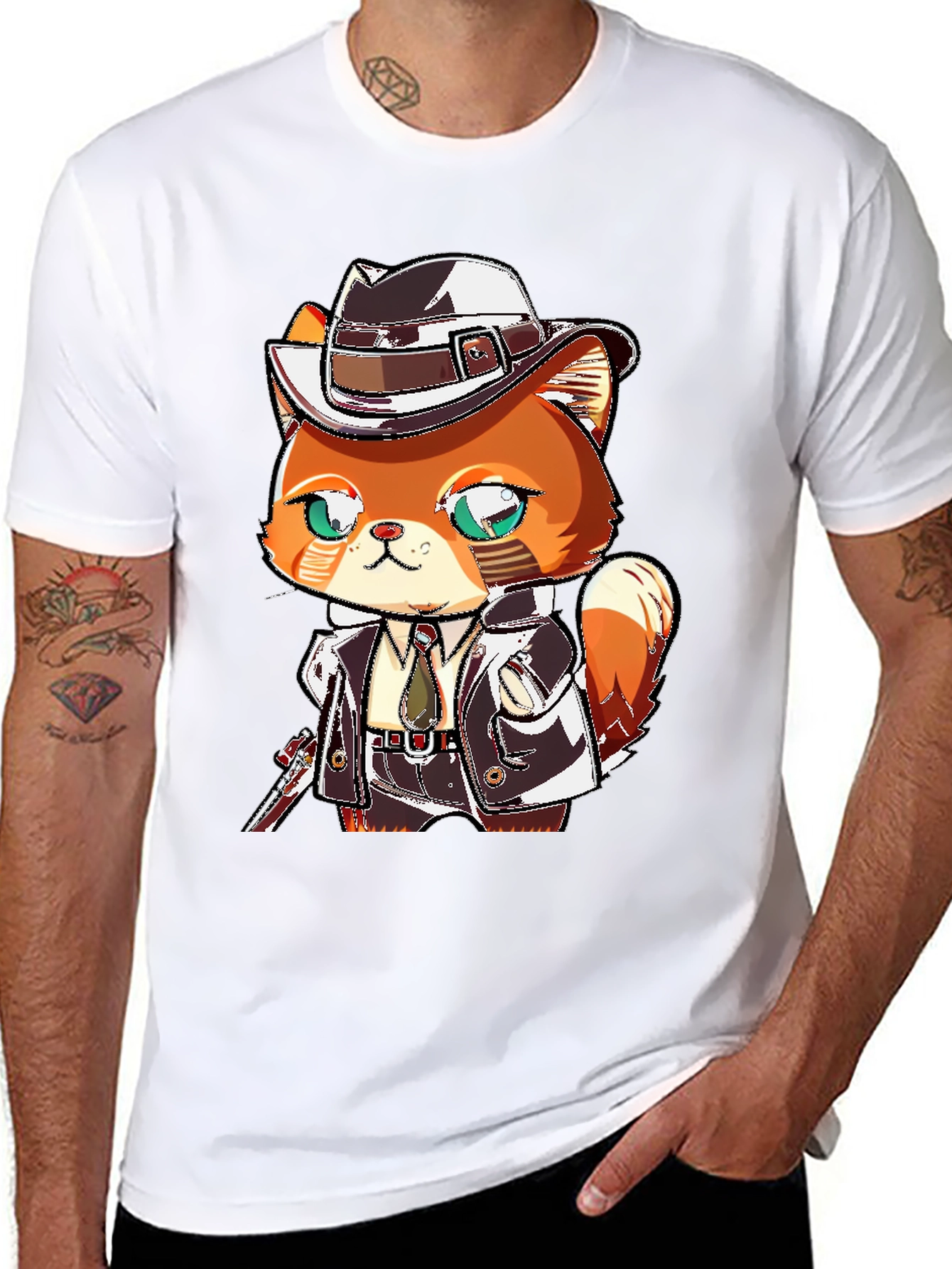 Cartoon Cat Gangster Graphic Tee