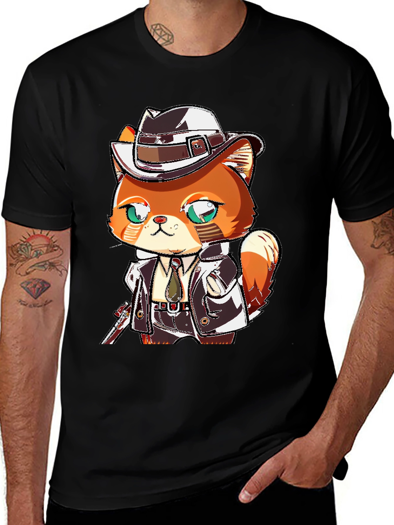 Cartoon Cat Gangster Graphic Tee
