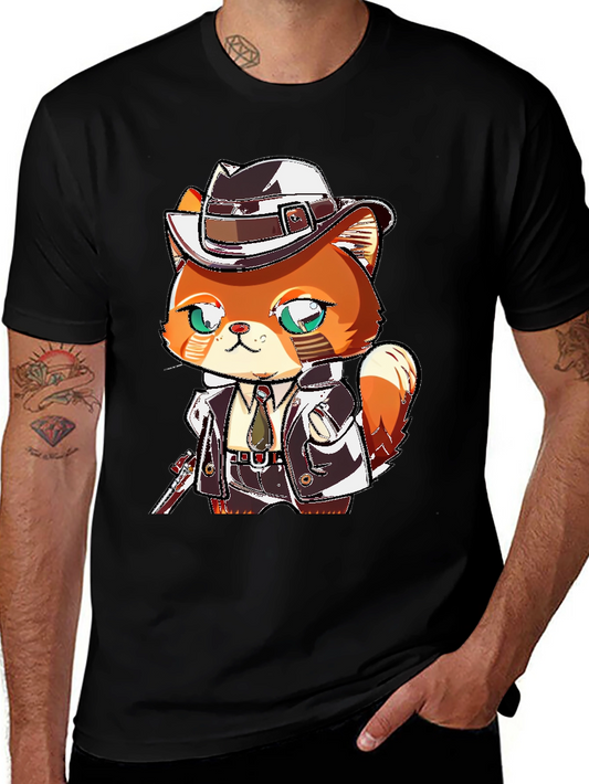 Cartoon Cat Gangster Graphic Tee