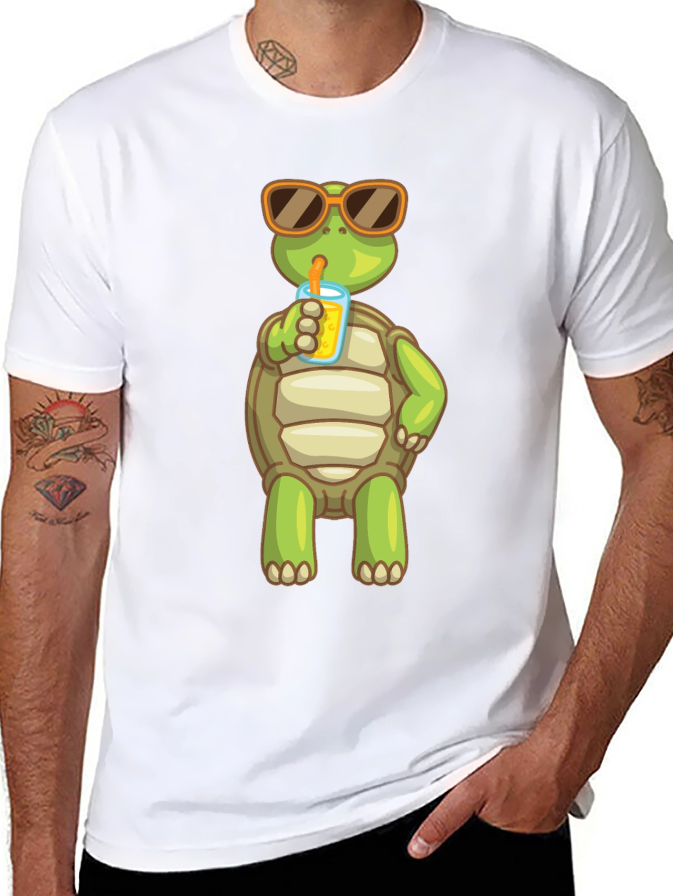 Turtle Sipping Juice Graphic Tee