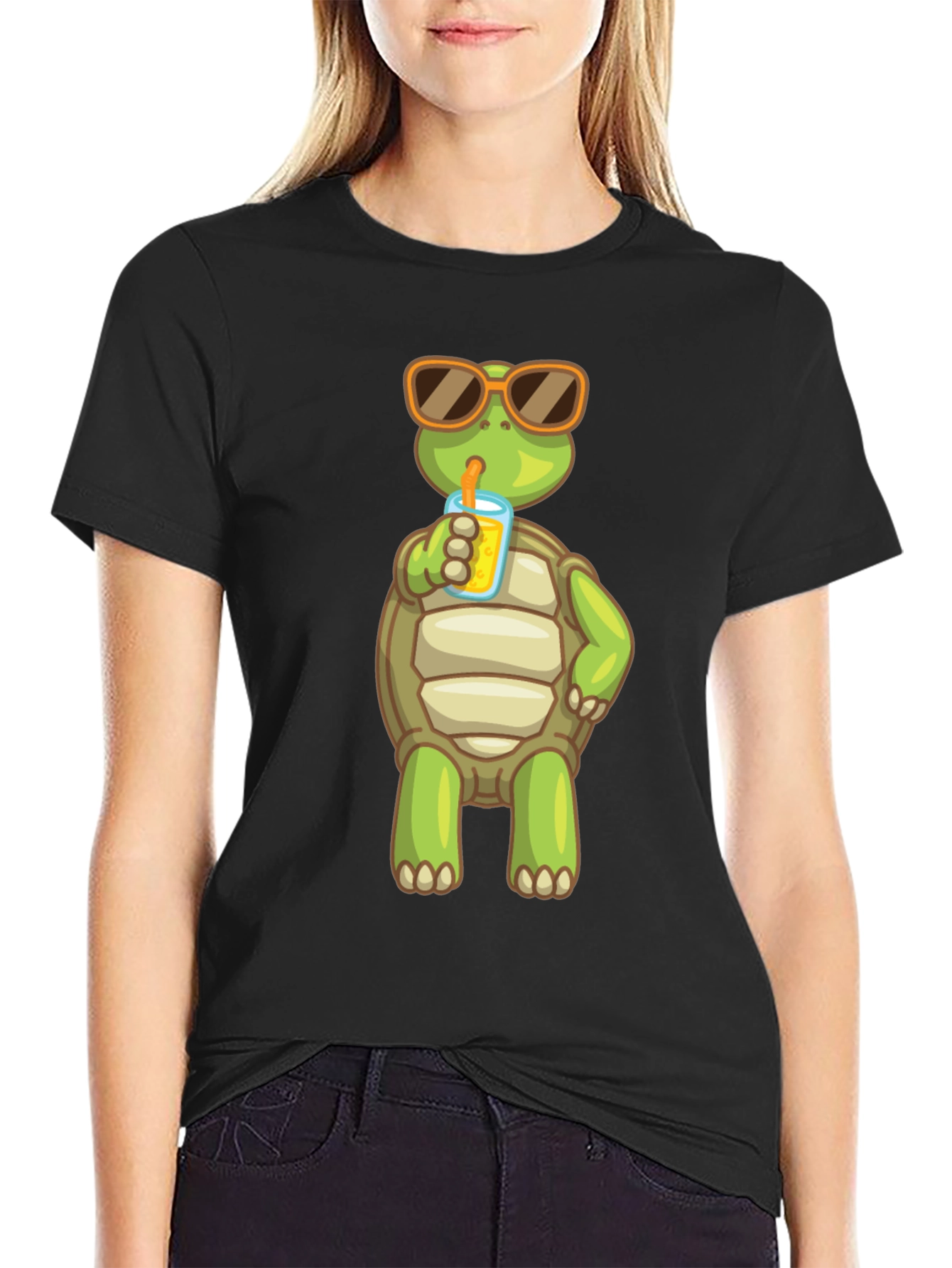 Turtle Sipping Juice Graphic Tee