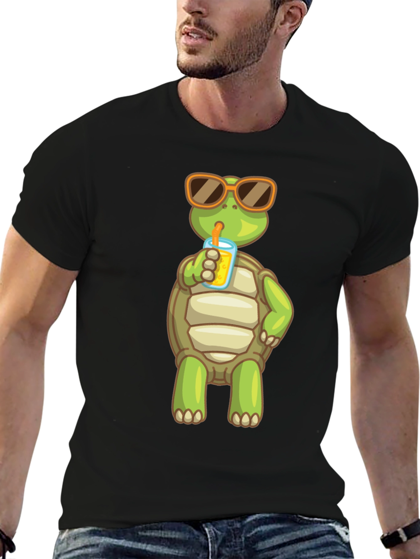 Turtle Sipping Juice Graphic Tee