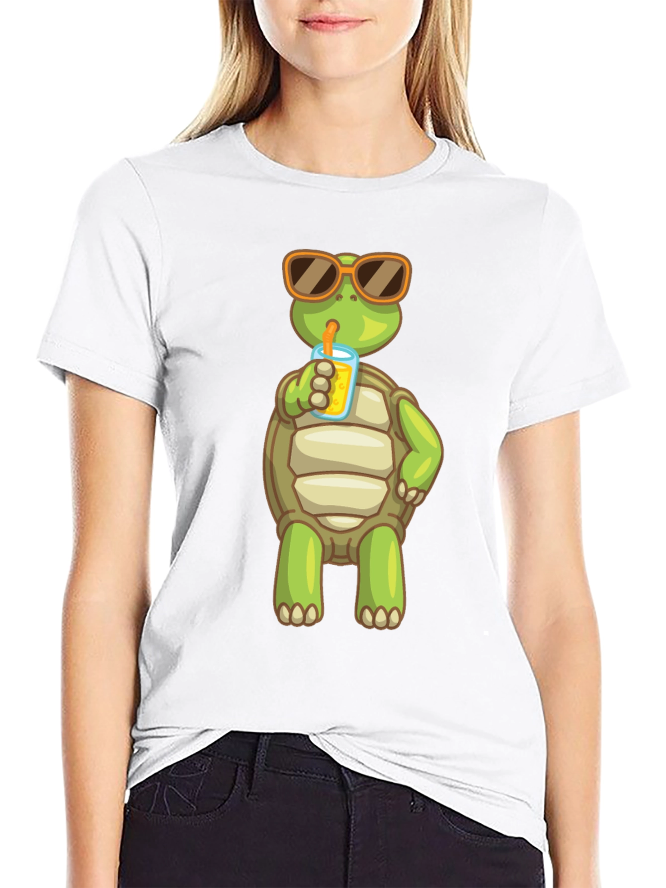 Turtle Sipping Juice Graphic Tee