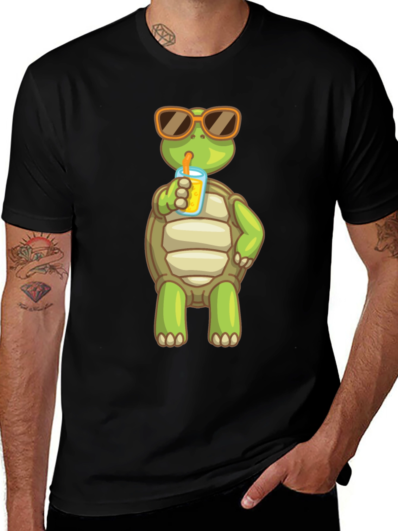 Turtle Sipping Juice Graphic Tee