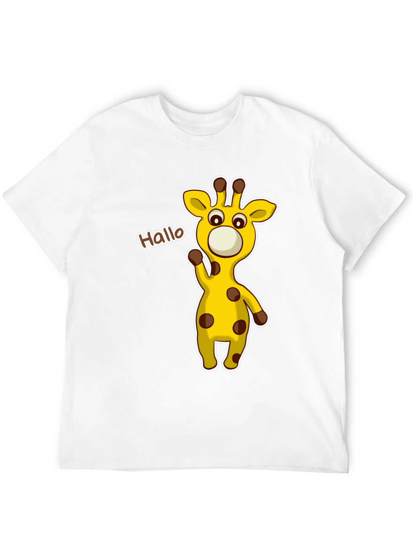 Cute Giraffe Cartoon Black T-Shirt