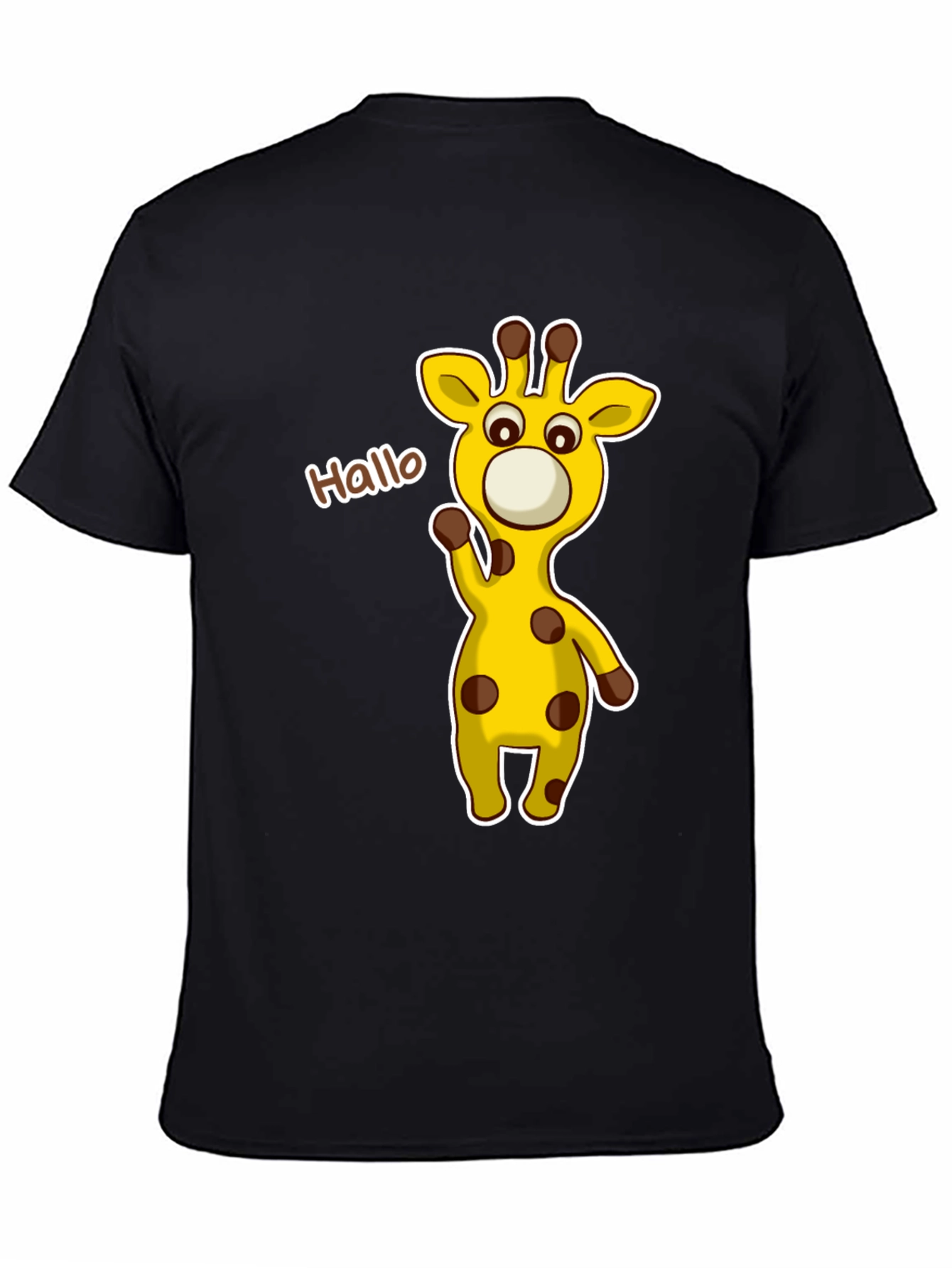 Cute Giraffe Cartoon Black T-Shirt