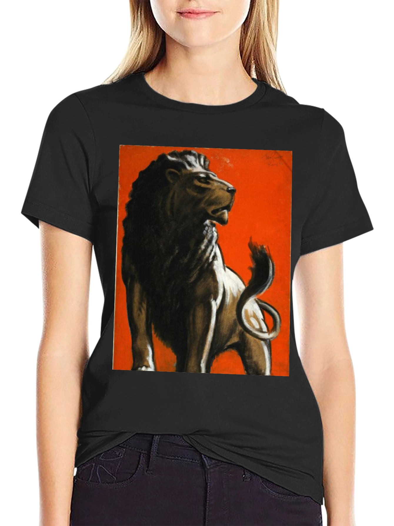 Lion Graphic Print Tee - Bold Black Shirt