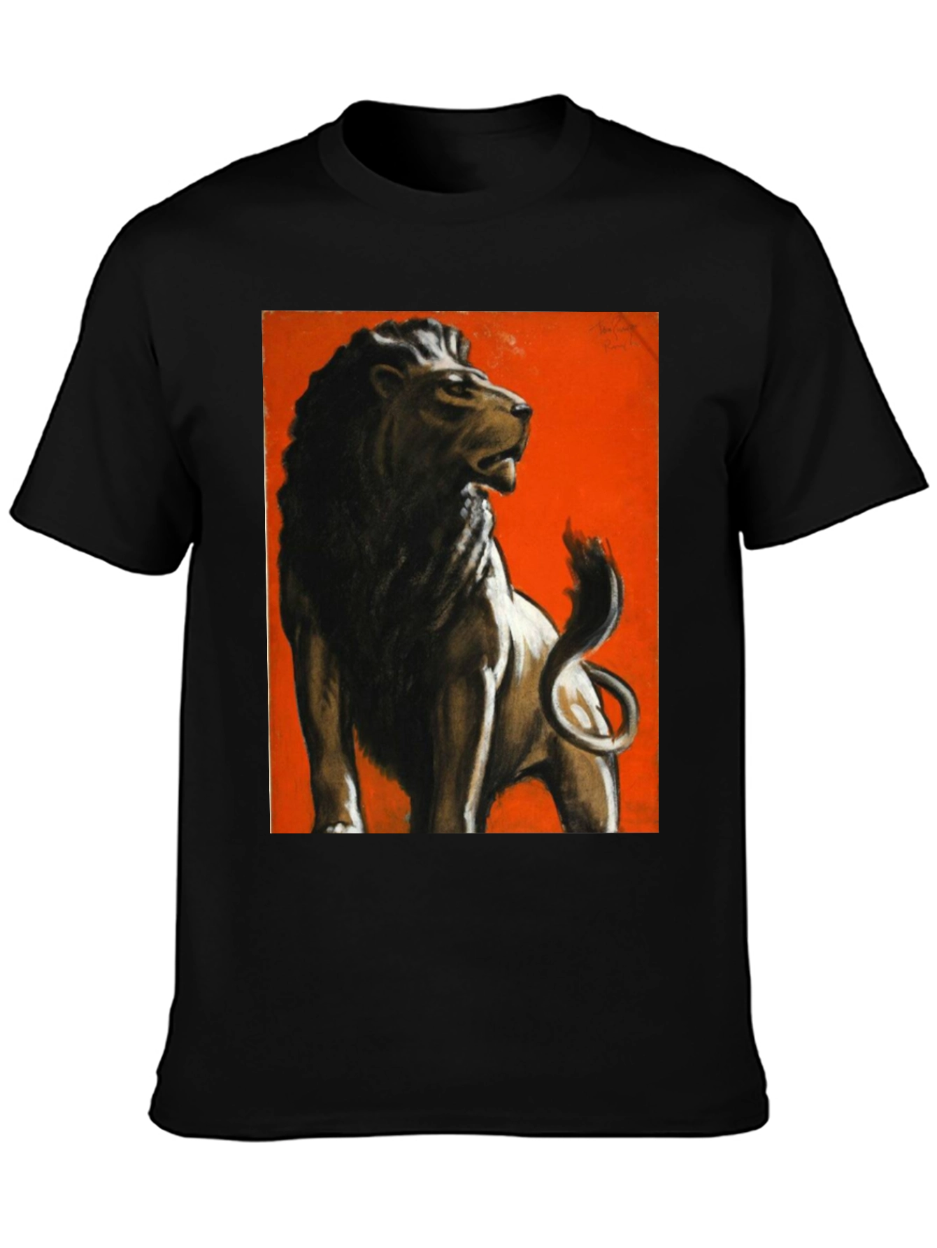 Lion Graphic Print Tee - Bold Black Shirt