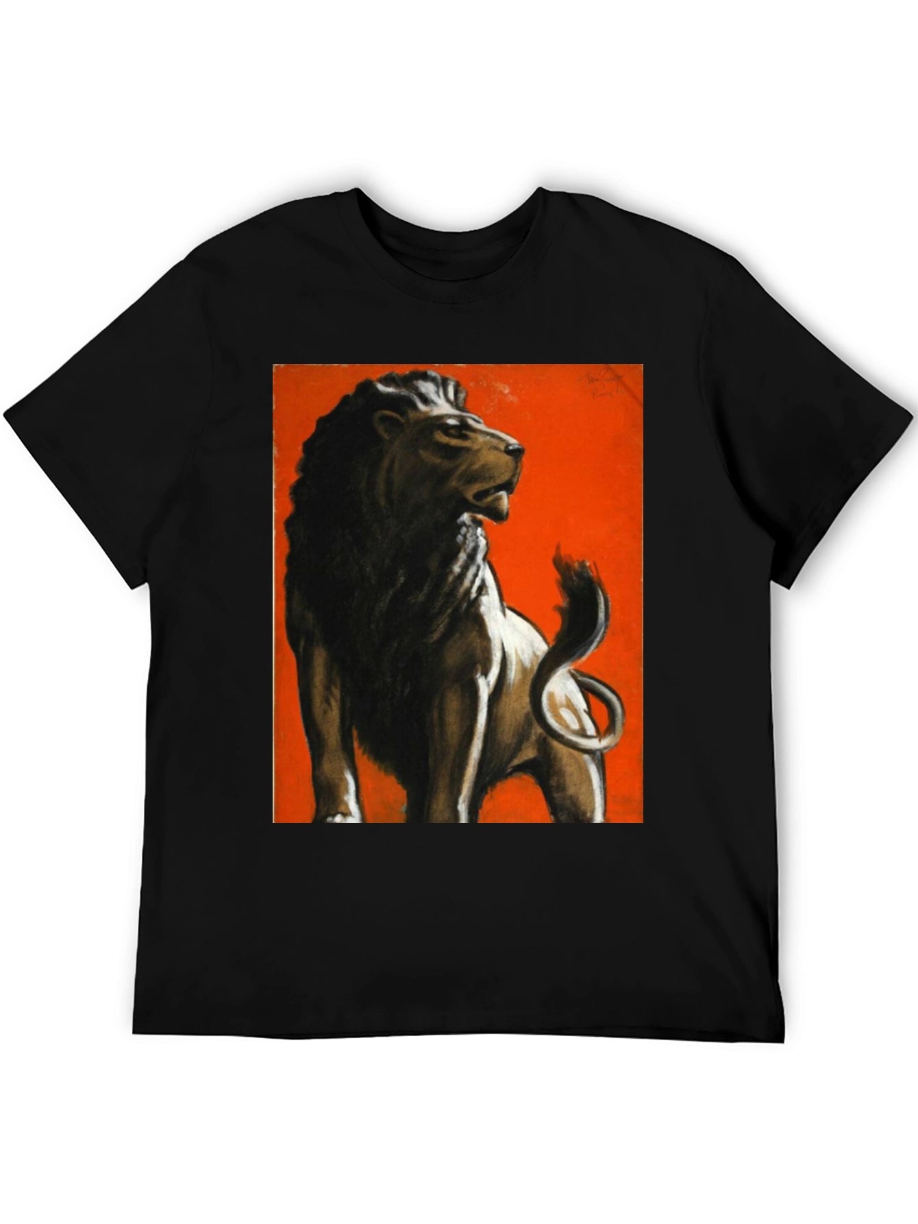 Lion Graphic Print Tee - Bold Black Shirt