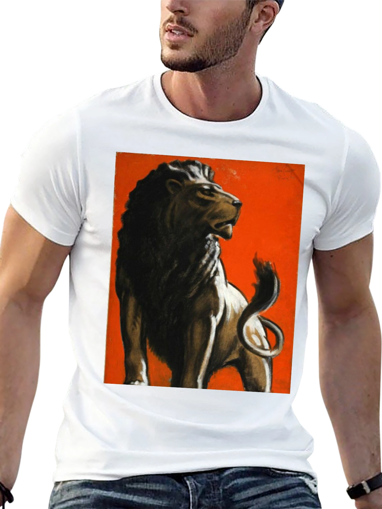 Lion Graphic Print Tee - Bold Black Shirt