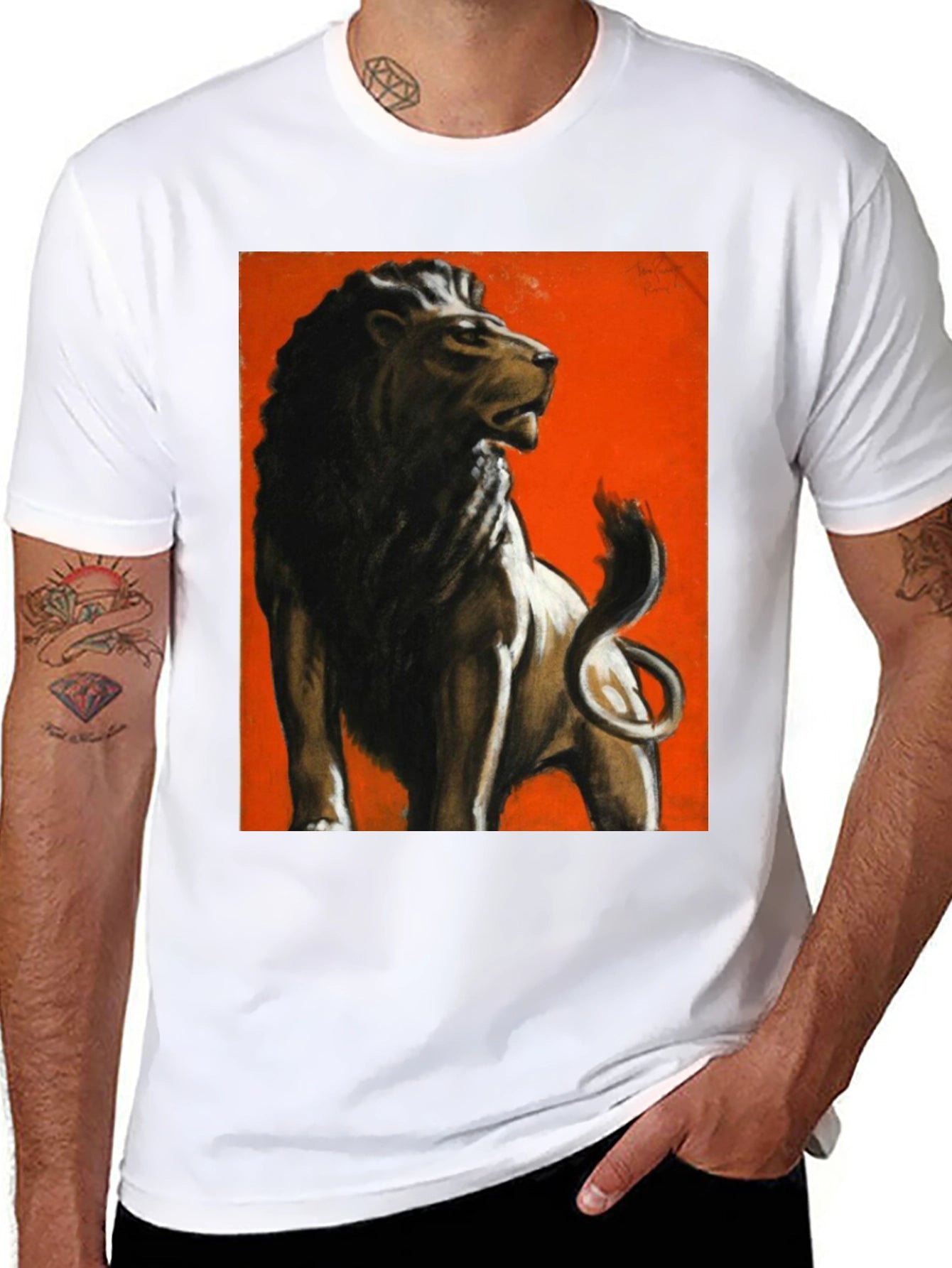 Lion Graphic Print Tee - Bold Black Shirt