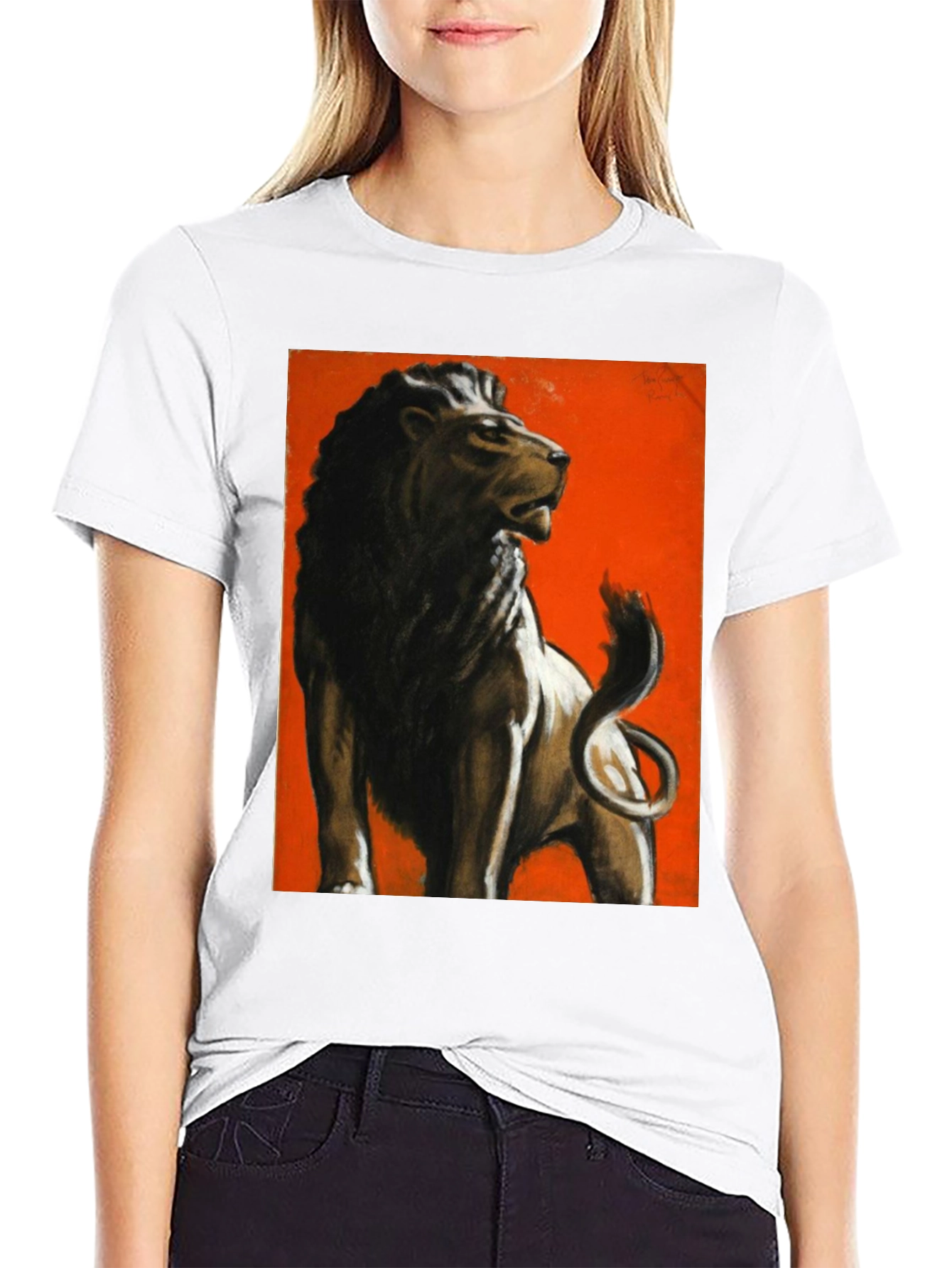 Lion Graphic Print Tee - Bold Black Shirt