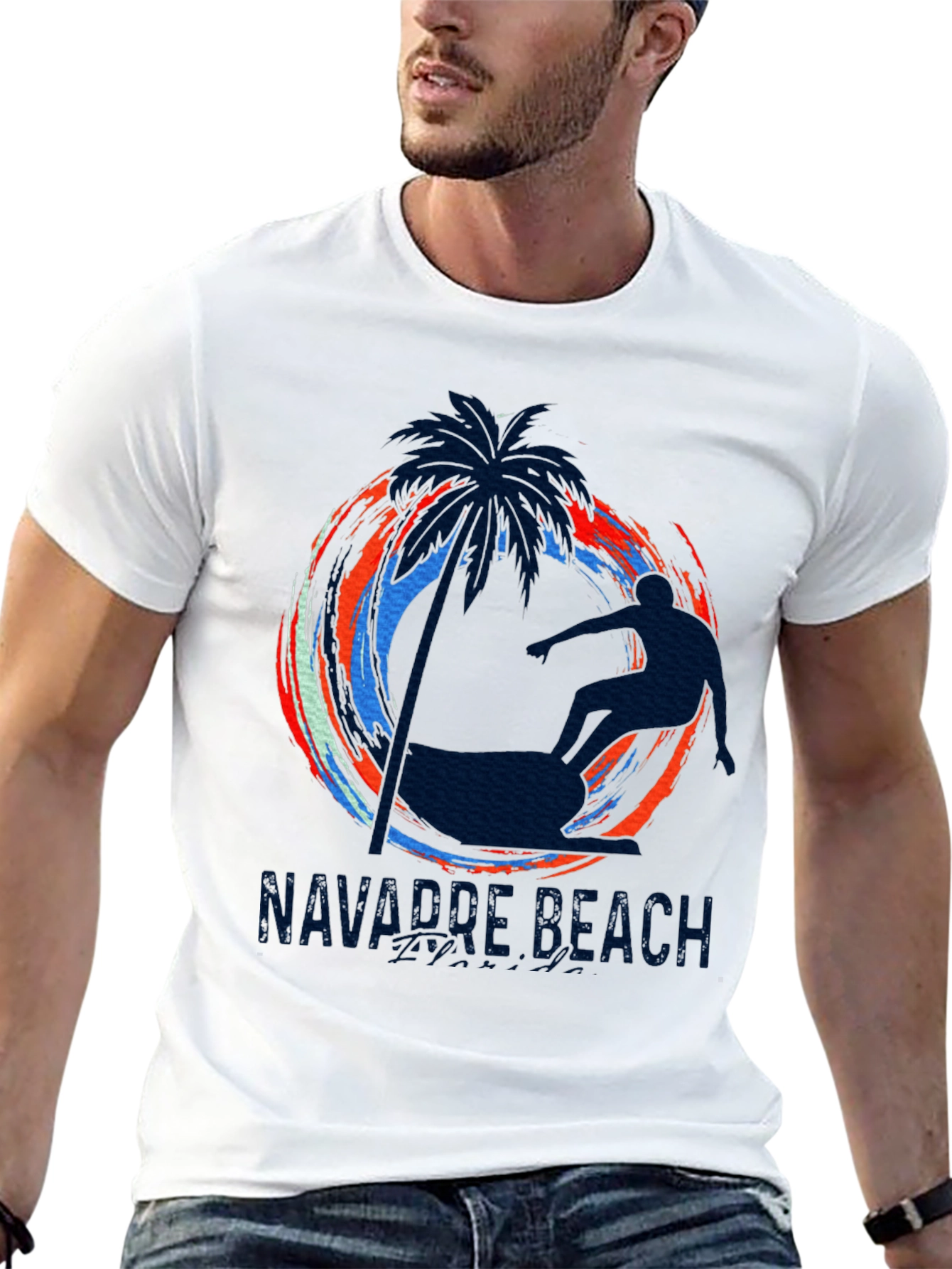 Navarre Beach Surfer Graphic Tee